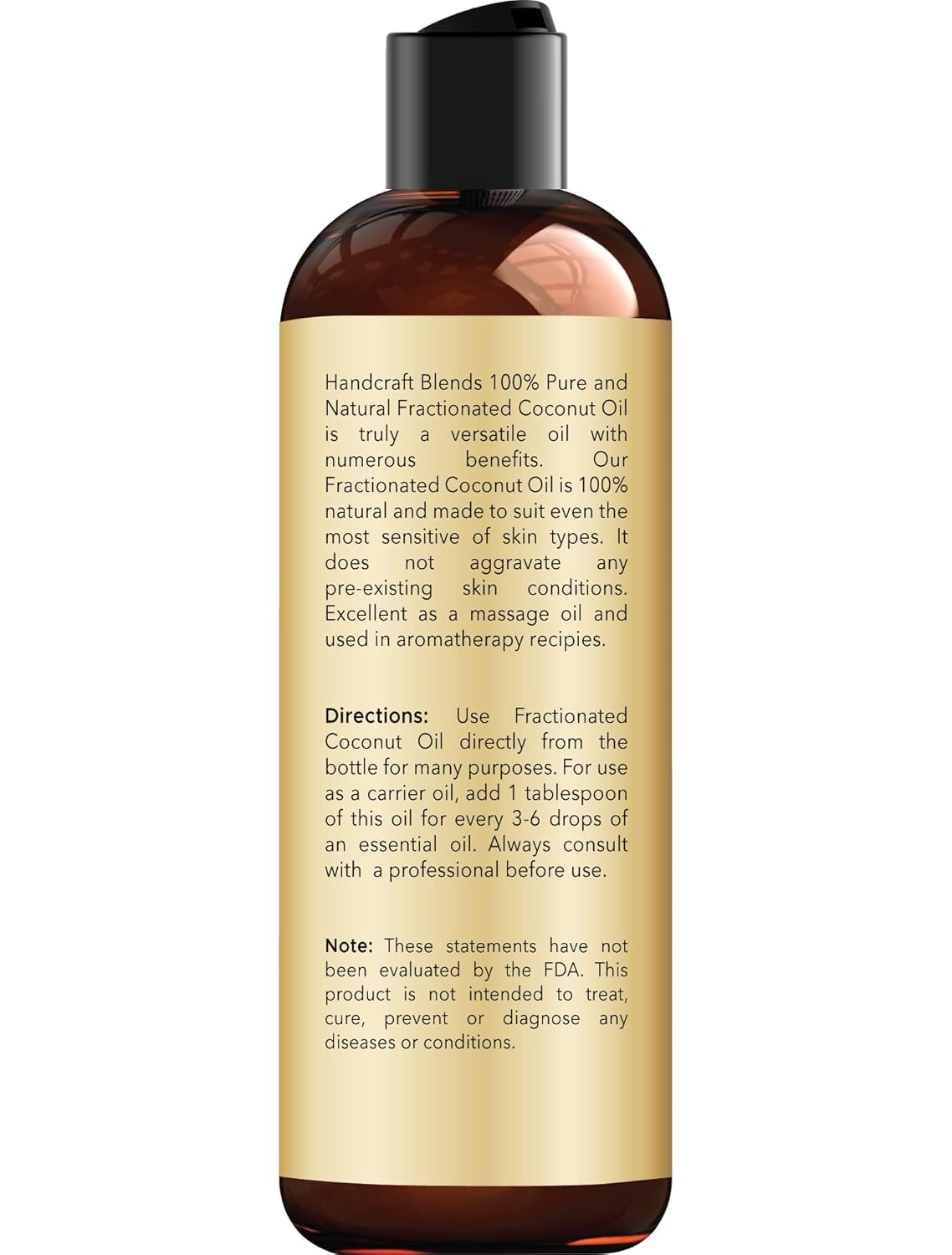 Handcraft Blends Fractionated Coconut Oil - 16 Fl Oz - 100% Pure and Natural - Premium Grade Oil for Skin and Hair - Carrier Oil - Hair and Body Oil - Massage Oil - Hair Tonic