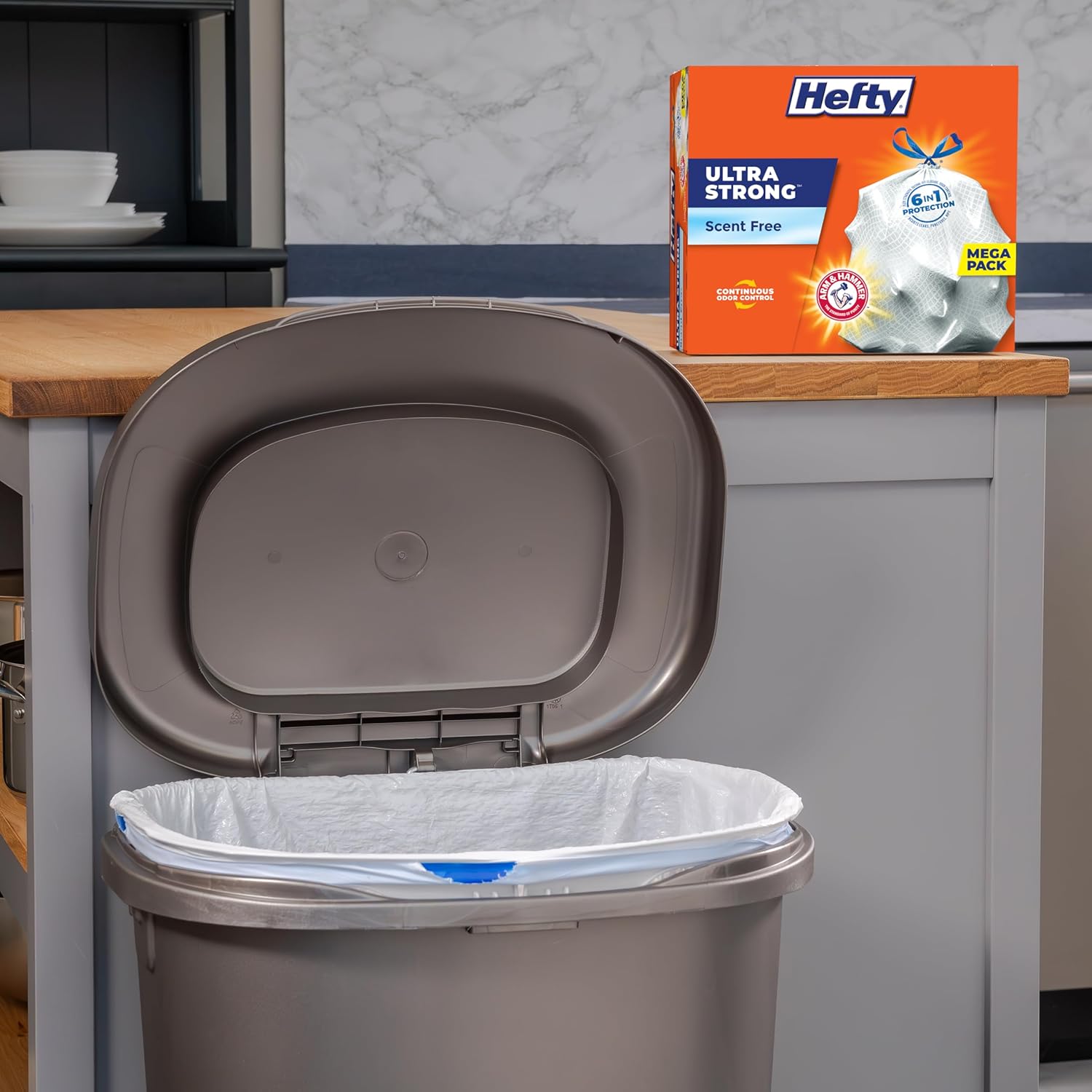Hefty Ultra Strong Tall Kitchen Trash Bags, Unscented, 13 Gallon, (80 Count)