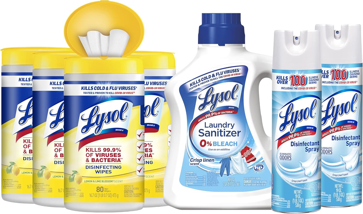Lysol Disinfectant Spray, Household Essential Cleaning Supplies, Multi-Purpose Room Spray, Antibacterial Sanitizer Spray, Upholstery Deodorizer, Home and Bathroom, Crisp Linen,19 Fl Oz (Pack of 2)