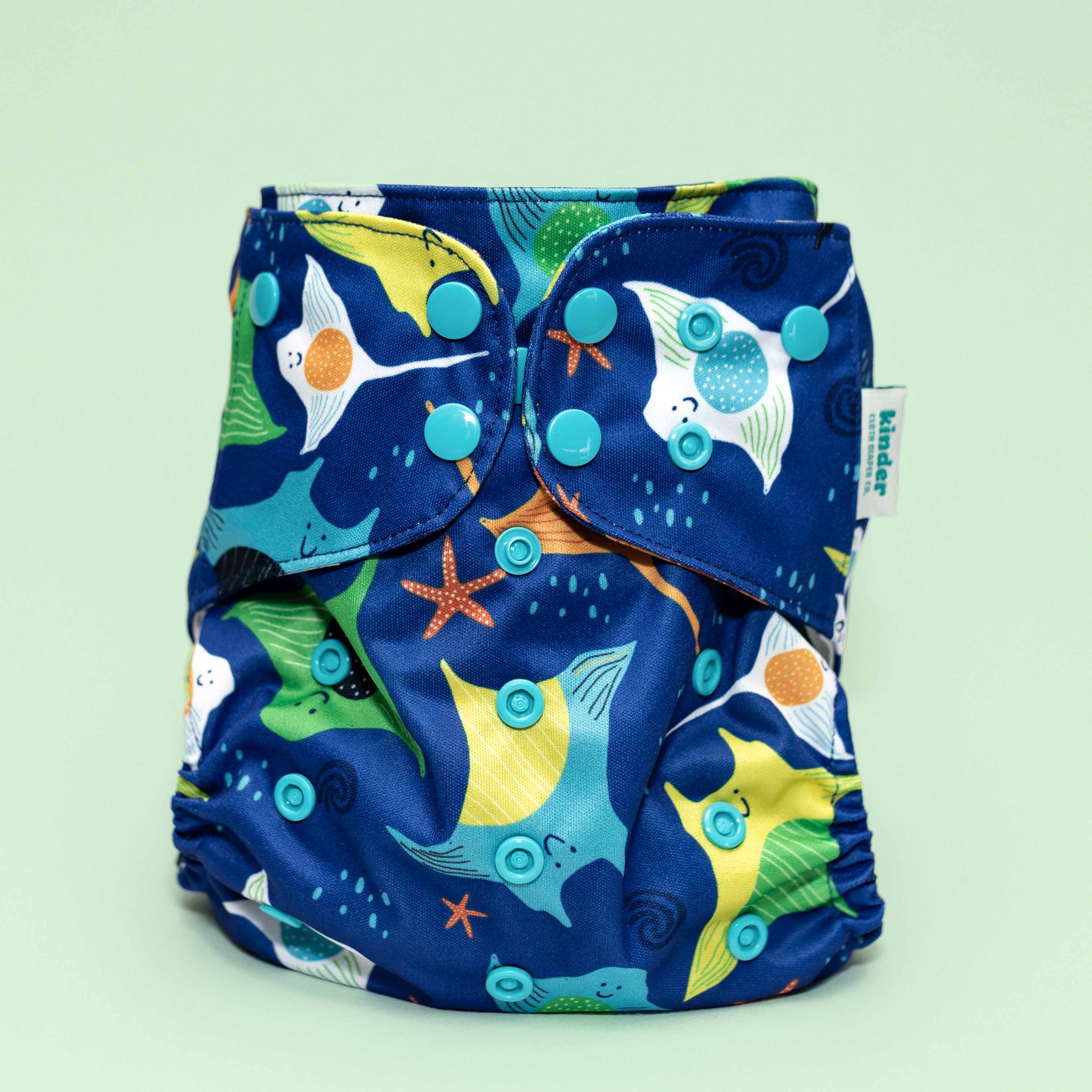Kinder Cloth Diaper Co. Patterned Basics Pocket Cloth Diaper with Athletic Wicking Jersey