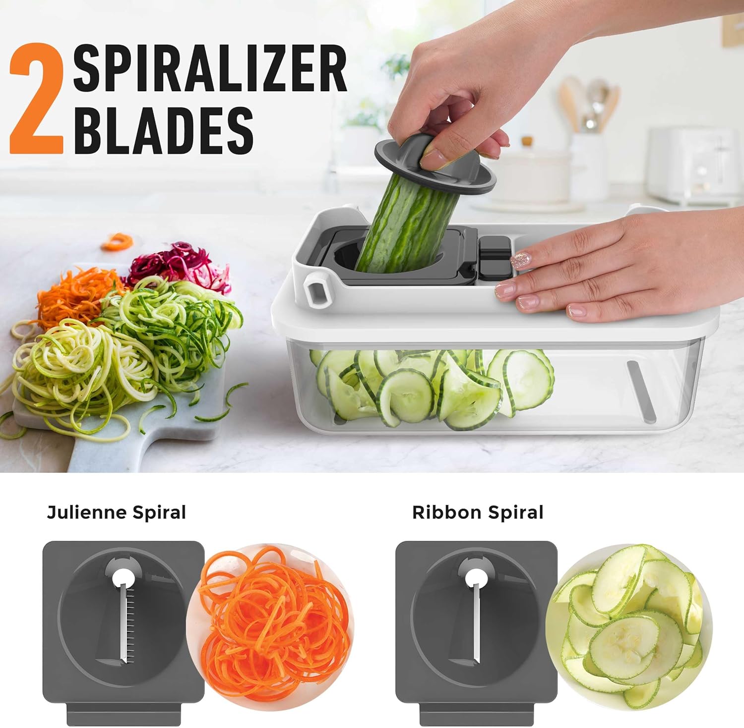 Mueller Pro-Series 10-in-1, 8 Blade Vegetable Chopper, Onion Mincer, Cutter, Dicer, Egg Slicer with Container, French Fry Cutter, Potato Slicer, Home Essentials & Kitchen Gadgets, Salad Chopper