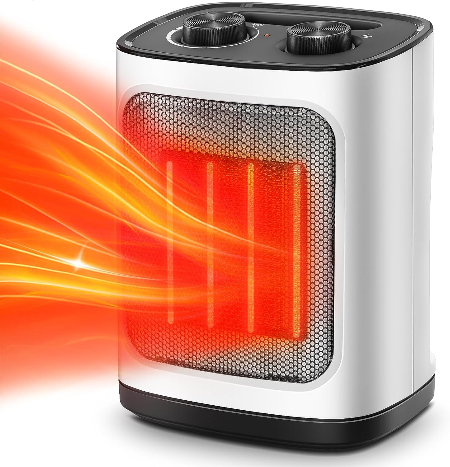 Kismile Small Electric Space Heater Ceramic Space Heater,Portable Heater Fan for Office with Adjustable Thermostat and Overheat Protection ETL Listed for Kitchen, 750W/1500W(Black)