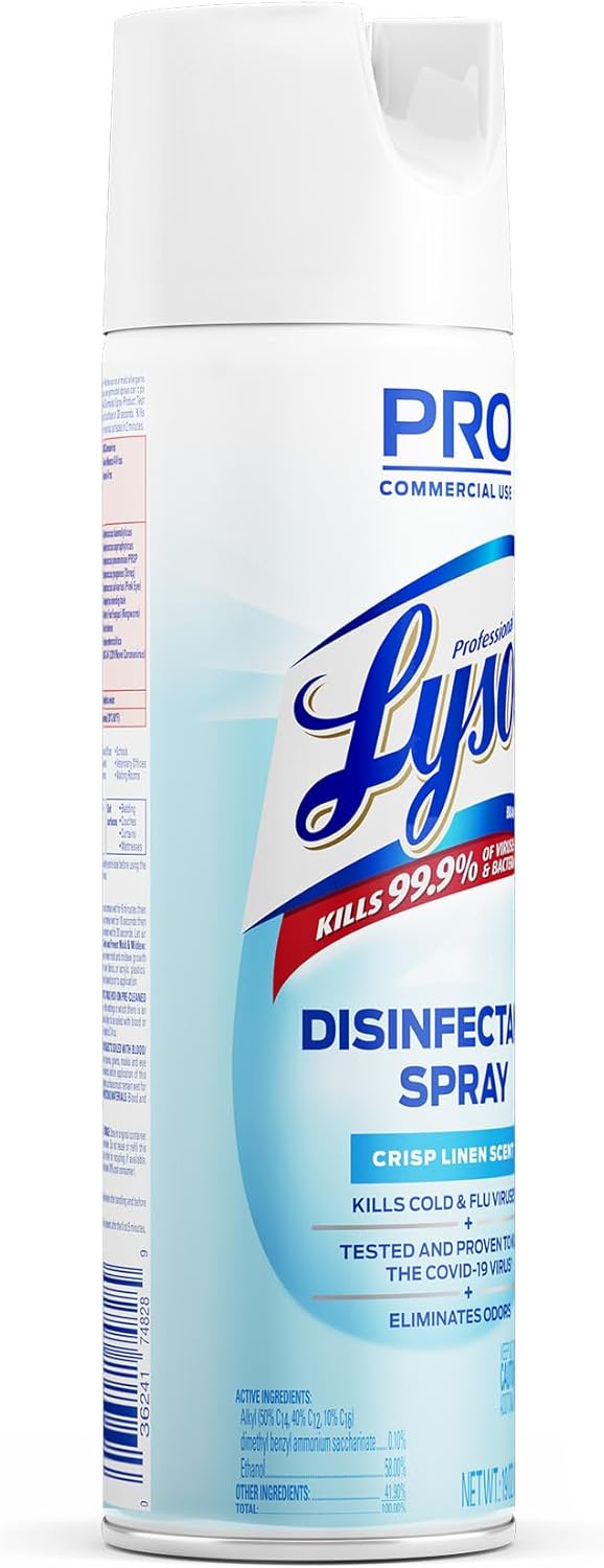 Professional Lysol Disinfectant Spray, Crisp Linen, 228oz (12X19oz)