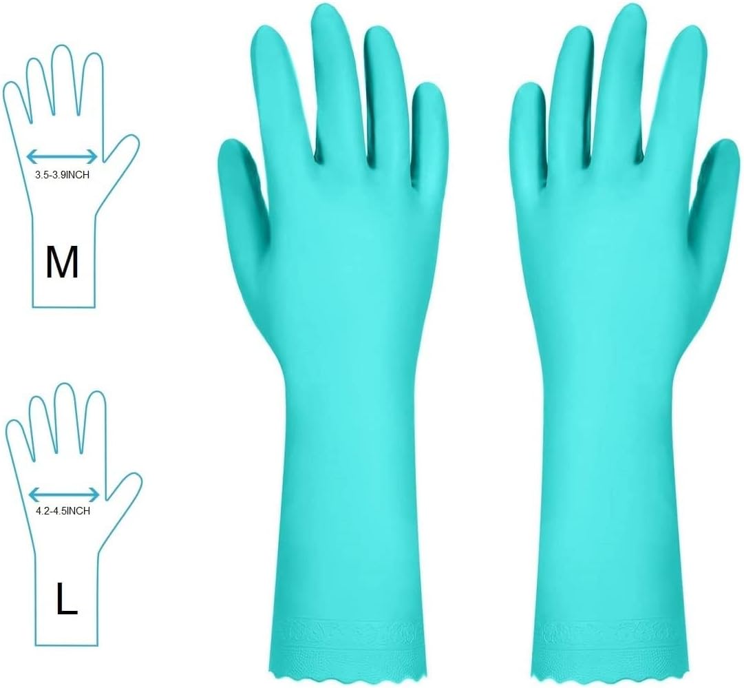 Elgood Reusable Dishwashing Cleaning Gloves with Latex free, Cotton lining,Kitchen Gloves 2 Pairs,Purple+blue Medium