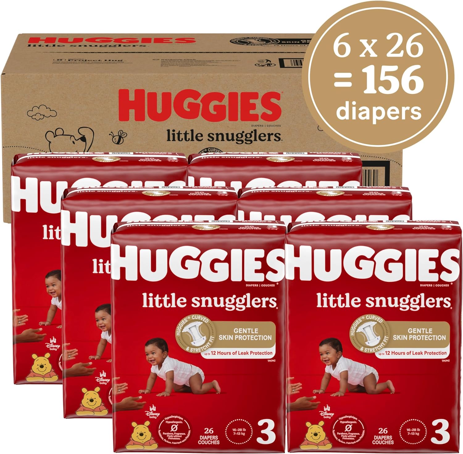Huggies Size 1 Diapers, Little Snugglers Diapers, Size 1 (8-14 lbs), 198 Ct (6 packs of 33)