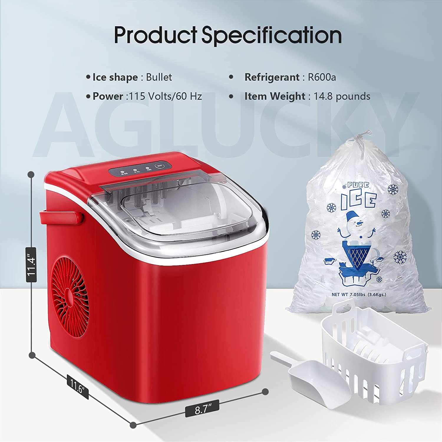 Silonn Ice Makers Countertop,Protable Ice Maker Machine with Handle,Self-Cleaning Ice Maker, 26Lbs/24H, 9 Ice Cubes Ready in 8 Mins, for Home/Office/Kitchen