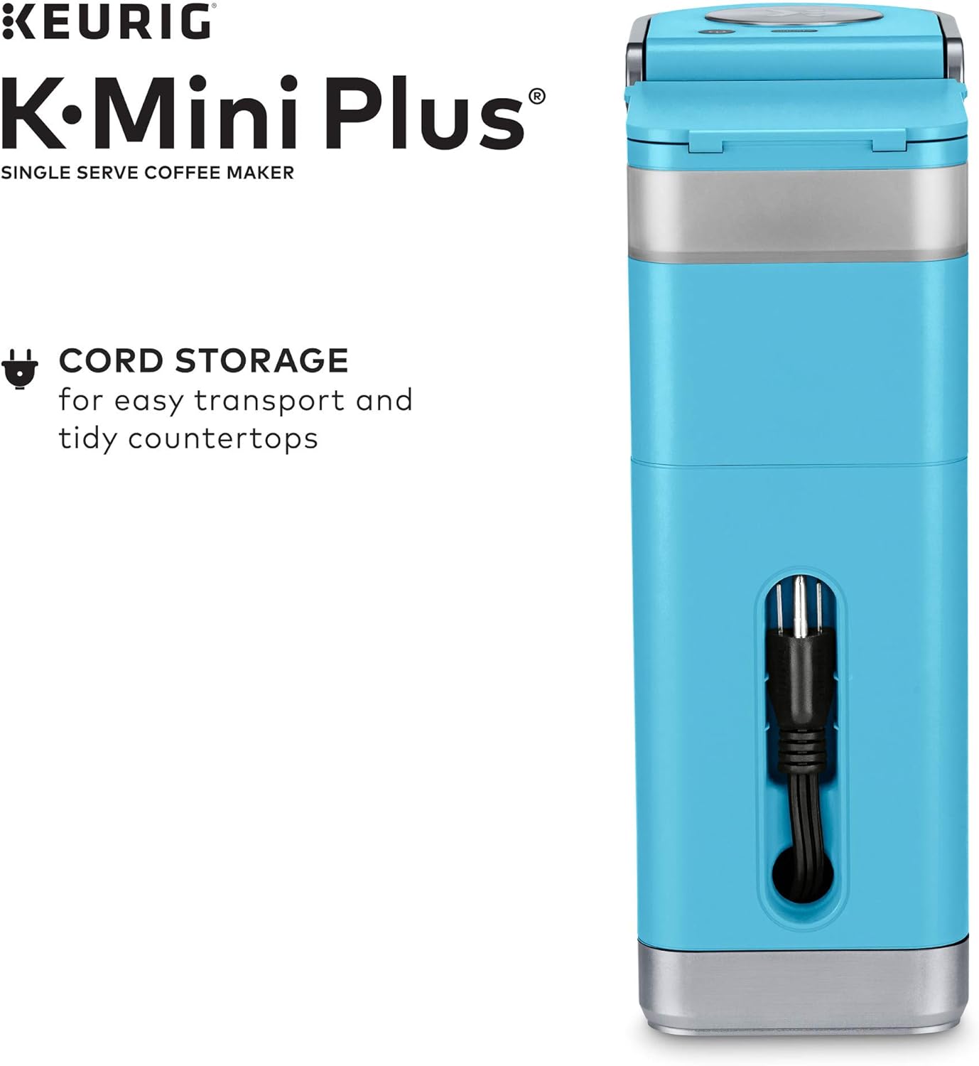 Keurig K-Mini Plus Single Serve K-Cup Pod Coffee Maker, with 6 to 12oz Brew Size, Stores up to 9 K-Cup Pods, Travel Mug Friendly, Matte Black