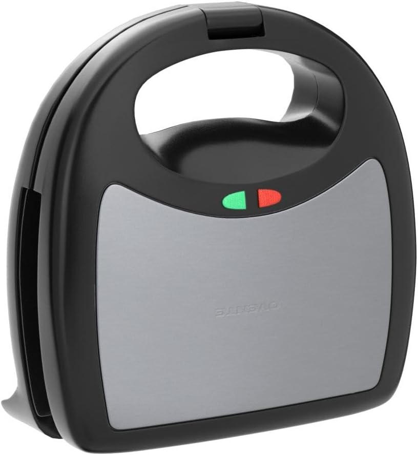 OVENTE Electric Sandwich Maker with Non-Stick Plates, Indicator Lights, Cool Touch Handle, Easy to Clean and Store, Perfect for Cooking Breakfast, Grilled Cheese, Tuna Melts and Snacks, Black GPS401B
