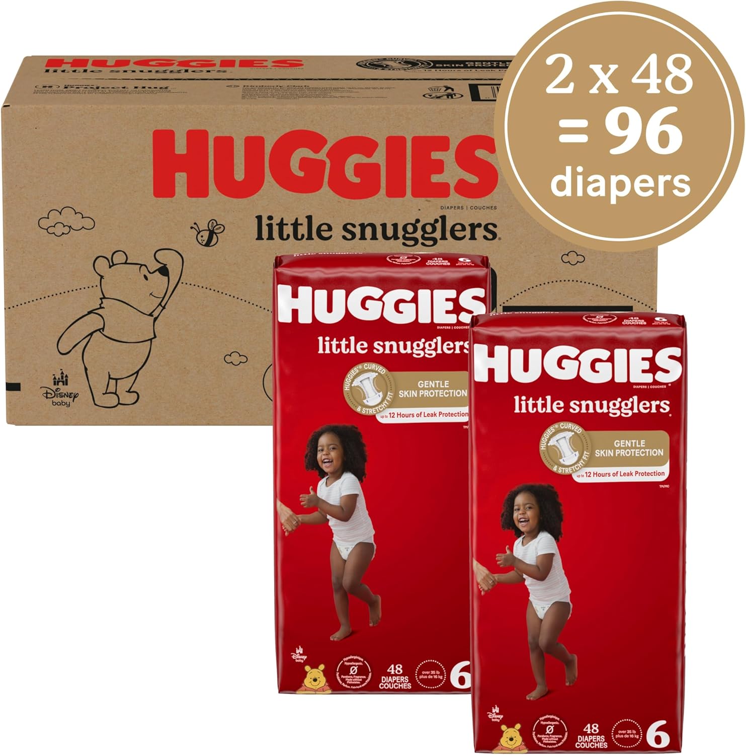 Huggies Size 1 Diapers, Little Snugglers Diapers, Size 1 (8-14 lbs), 198 Ct (6 packs of 33)