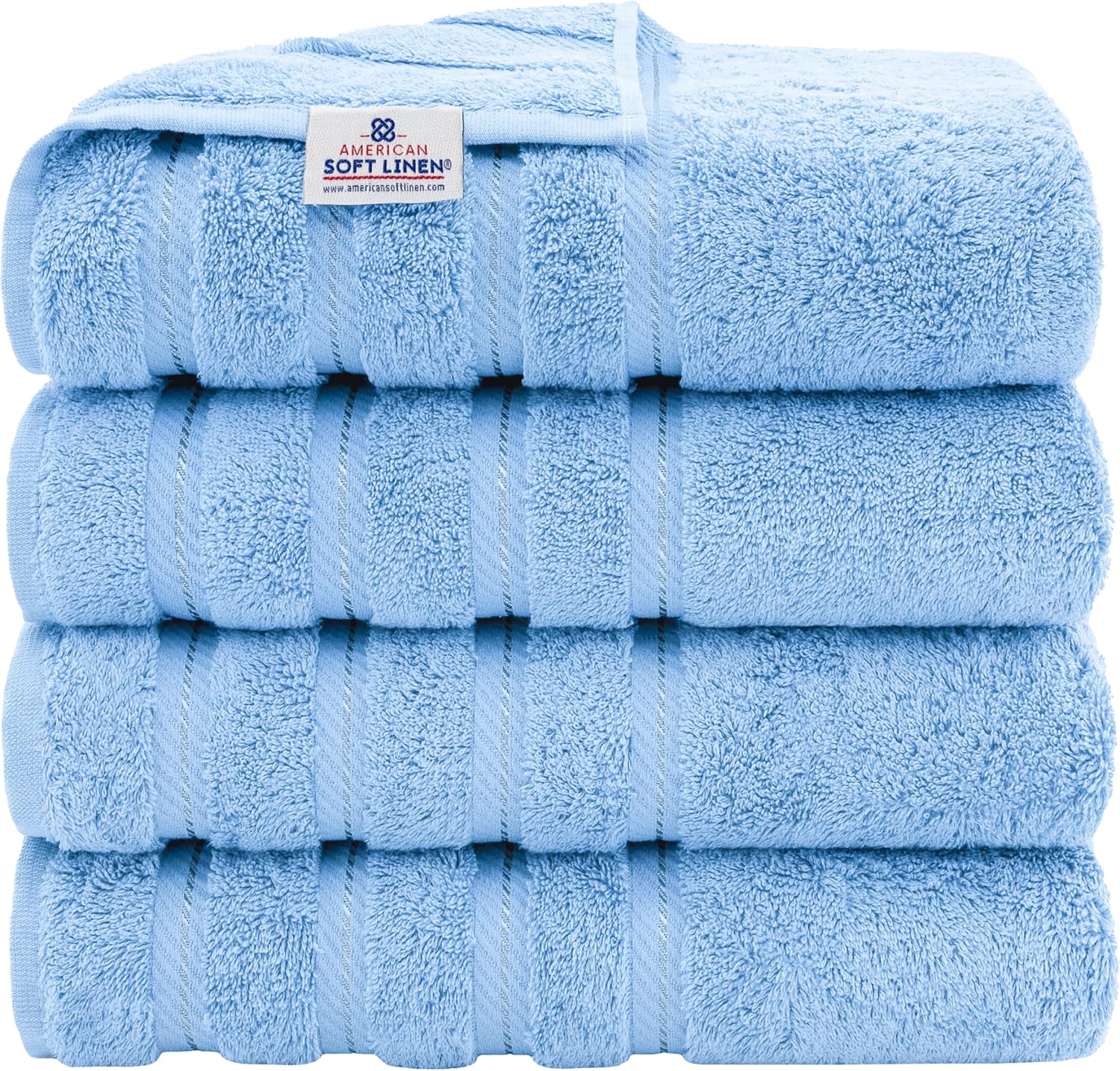 American Soft Linen Luxury 6 Piece Towel Set, 2 Bath Towels 2 Hand Towels 2 Washcloths, 100% Cotton Turkish Towels for Bathroom, Light Grey Towel Sets