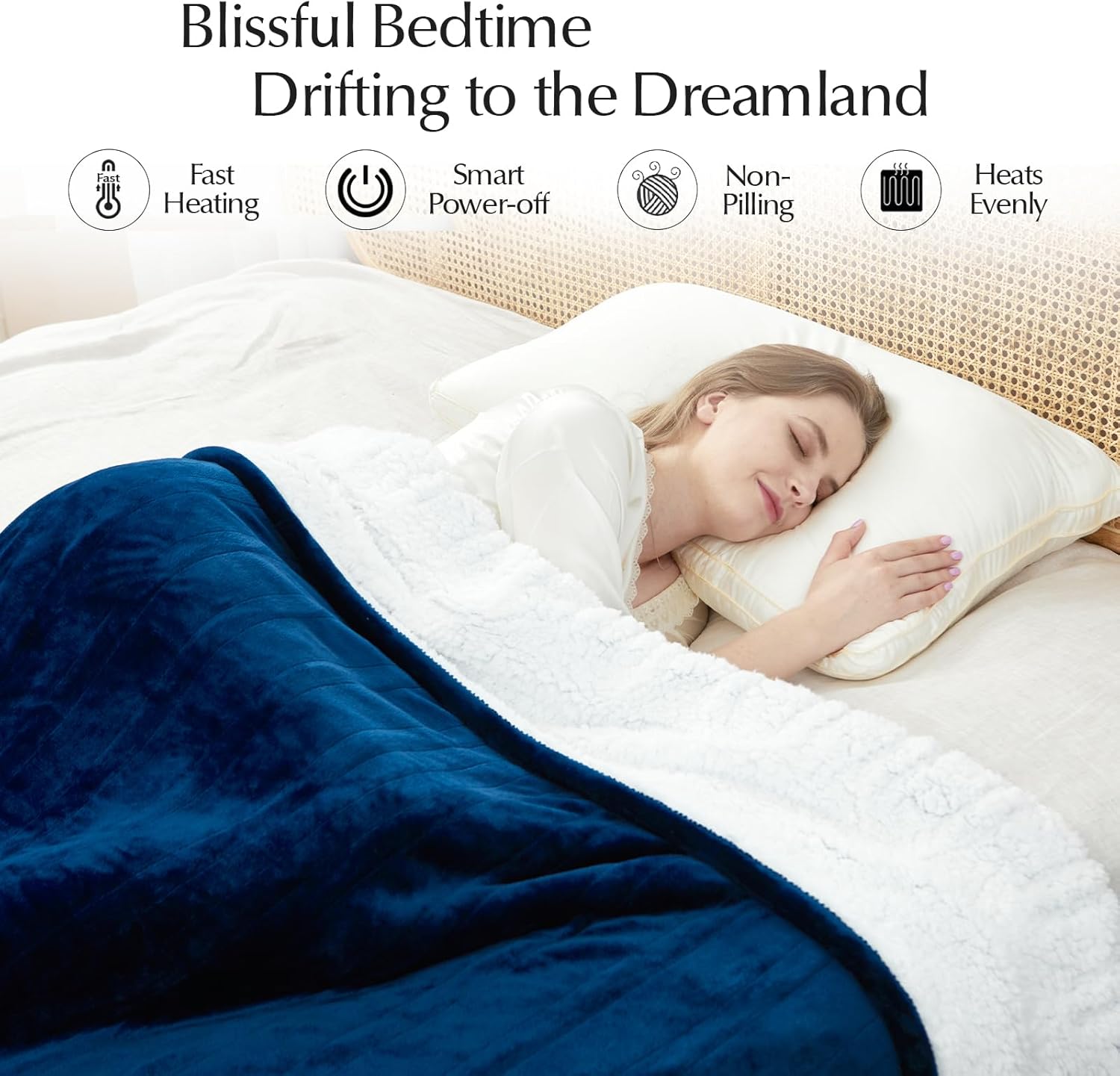 Heated Blanket Throw Size, Soft and Cozy Electric Heating Blanket for Bed, Automatic Safety System 6 Heating Levels & 4 Hours Auto-Off, 50