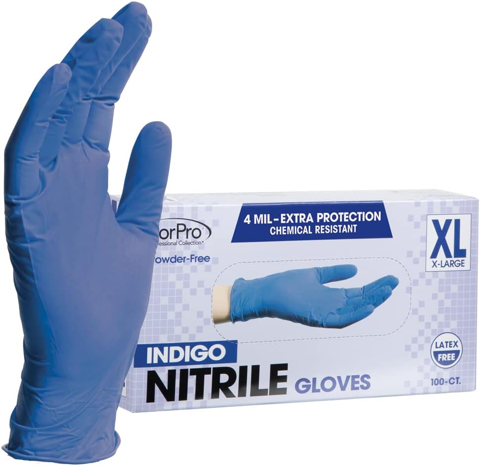 ForPro Professional Collection Disposable Nitrile Gloves, Chemical Resistant, Powder-Free, Latex-Free, Non-Sterile, Food Safe, 4 Mil, Black, Large, 100-Count