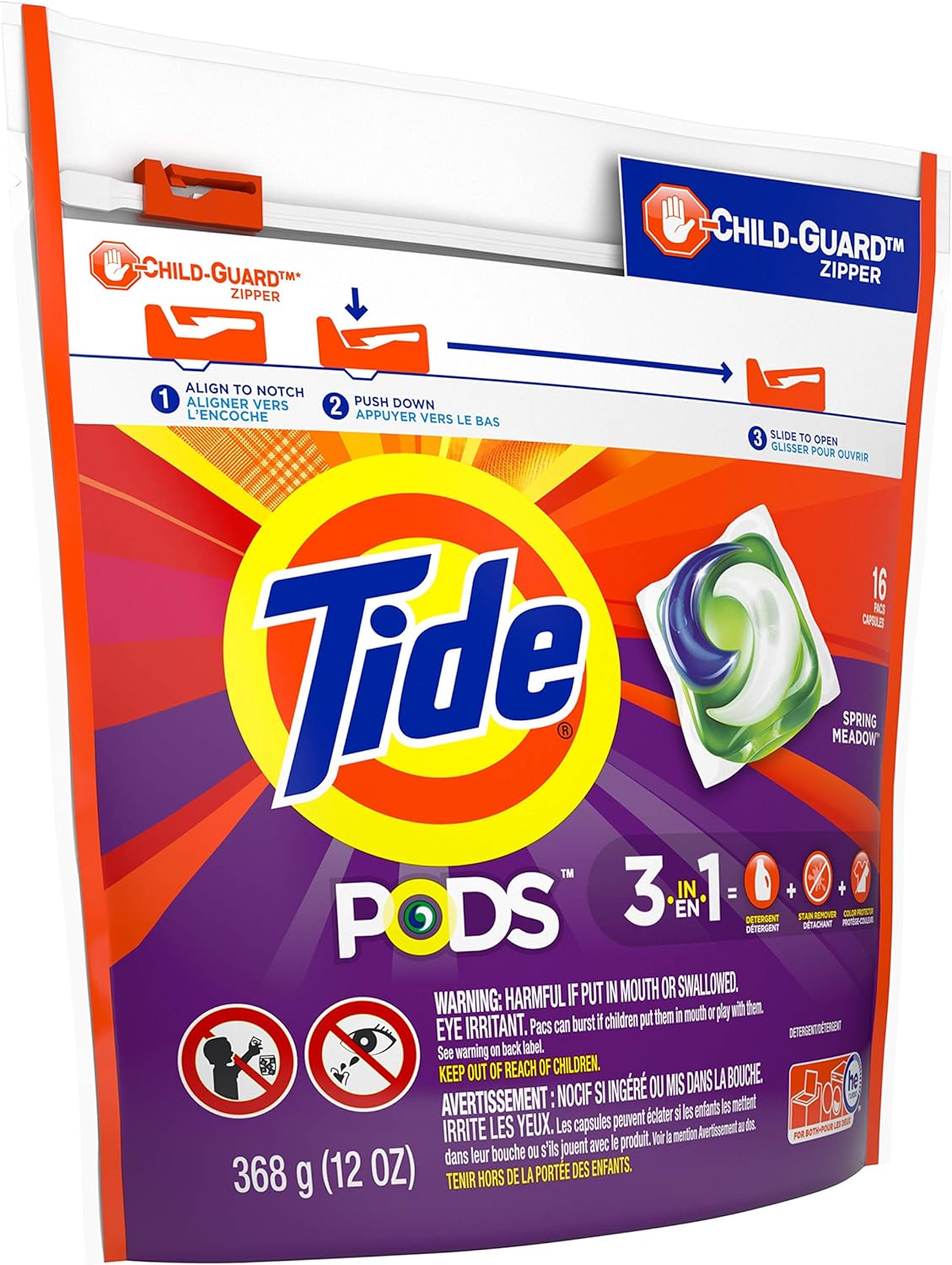 Tide PODS Liquid Laundry Detergent Soap Pacs, Powerful 3-in-1 Clean in One Step, He Compatible, Spring Meadow Scent, 76 Count