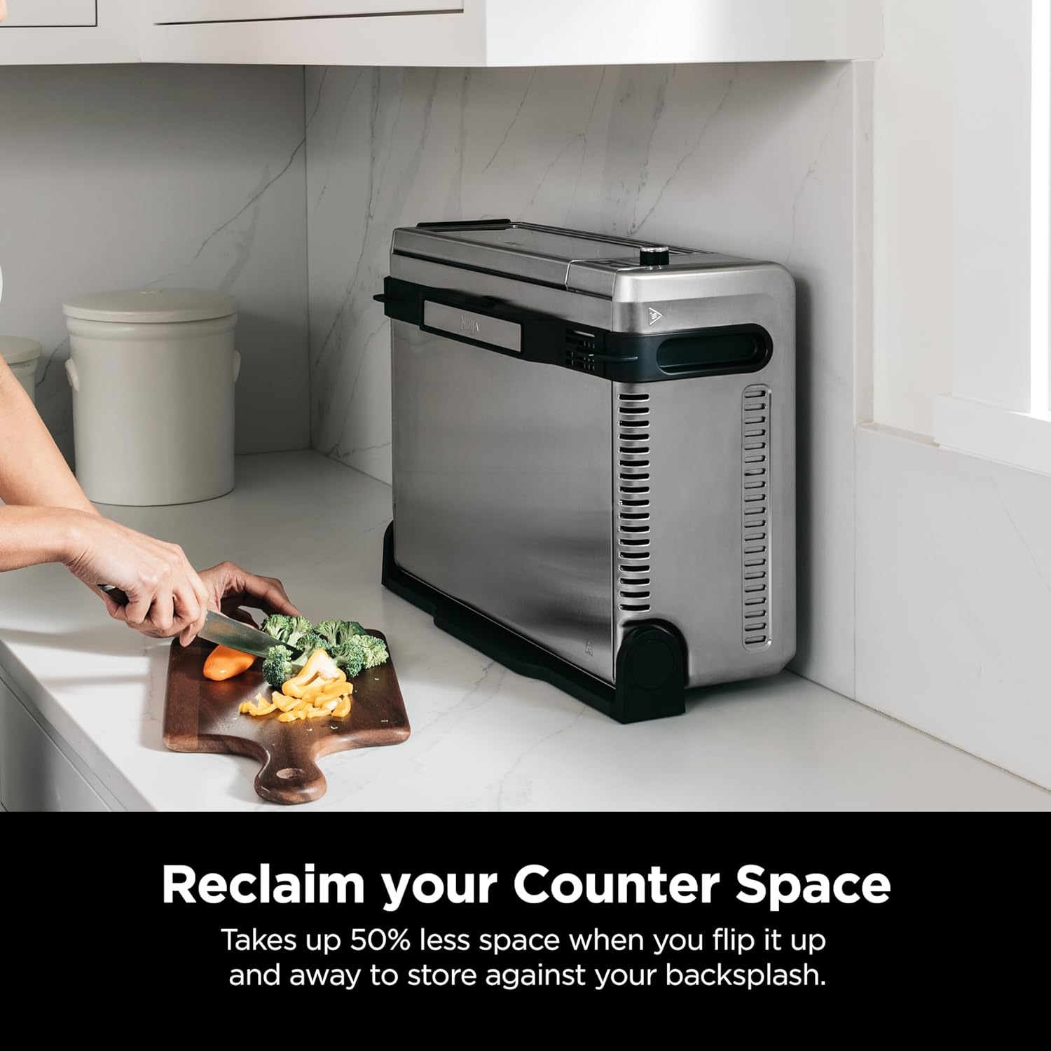 Ninja Flip Toaster Oven&Air Fryer, 8-in-1 Functionality, Flip Up&Away Capability for Storage Space, LargeCapacity, Air Fry Basket, SheetPan, Wire Rack&Removable Crumb Tray, Stainless,1800 watts, SP151