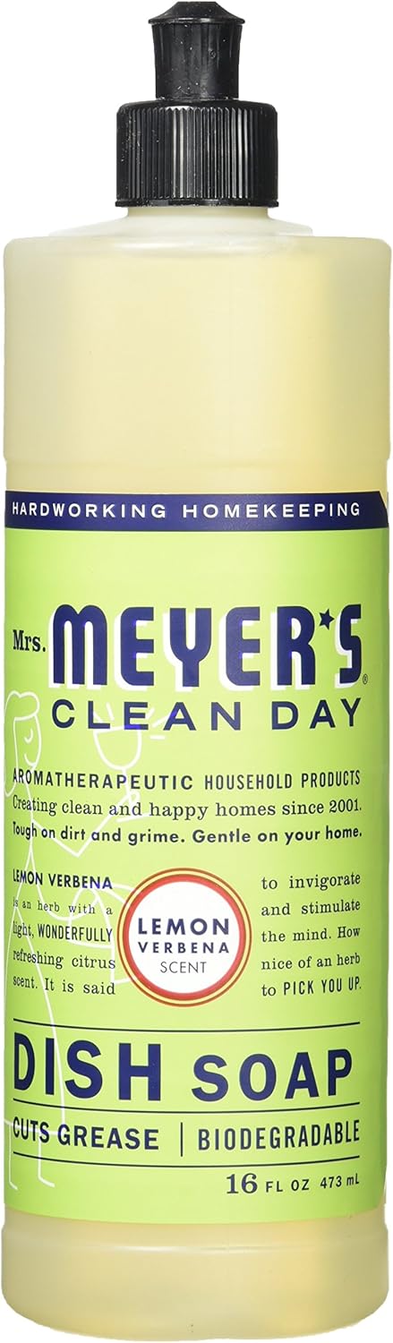 MRS. MEYER'S CLEAN DAY Liquid Dish Soap, Biodegradable Formula, Basil, 16 fl. oz - Pack of 3