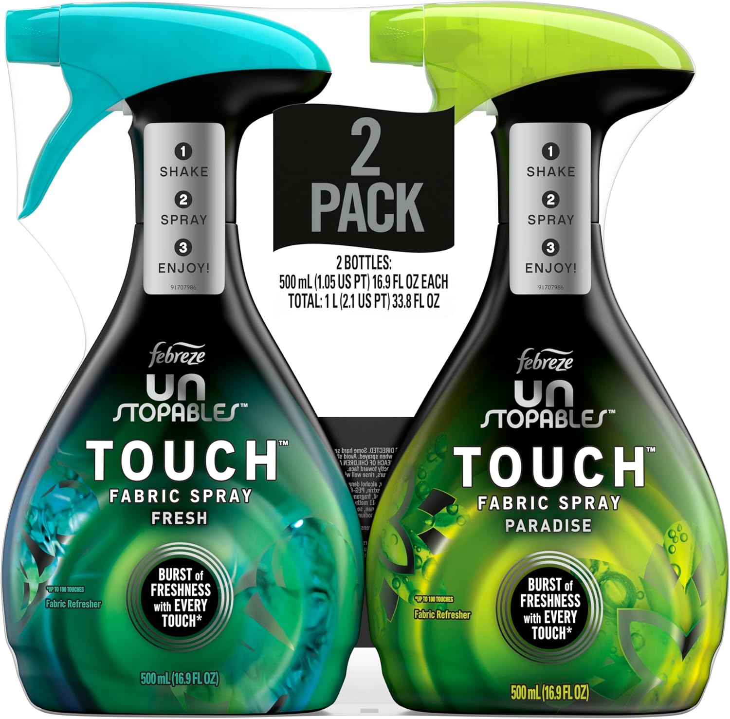 Febreze Unstopables Touch Fabric Spray and Odor Fighter, Fresh & Breeze, 16.9 oz, Pack of 2
