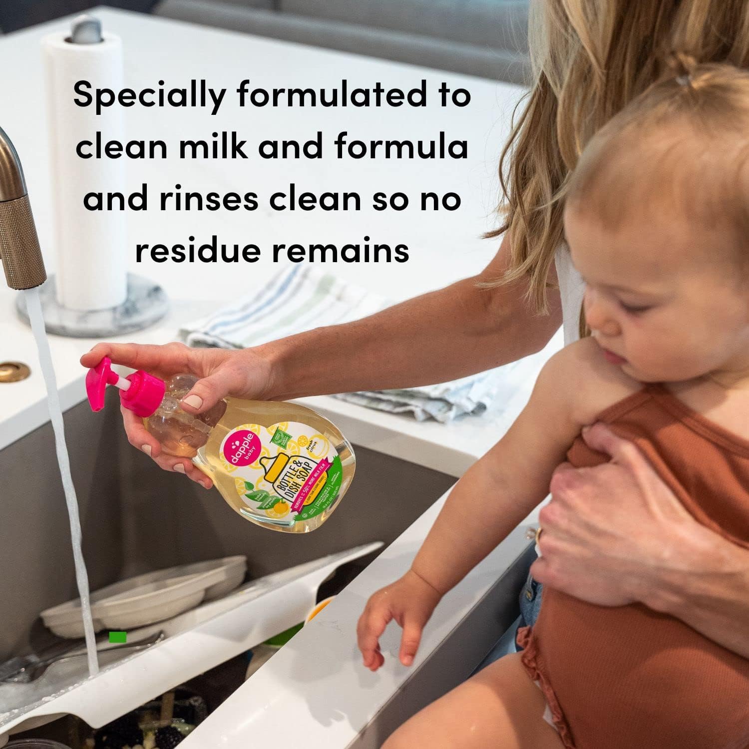Dapple Baby Bottle Soap, Hypoallergenic Dish Soap for Baby Bottles, Powered by Plants, 1 Pump Included, Packaging May Vary, Fragrance Free, 16.9 Fl Oz (Pack of 3)