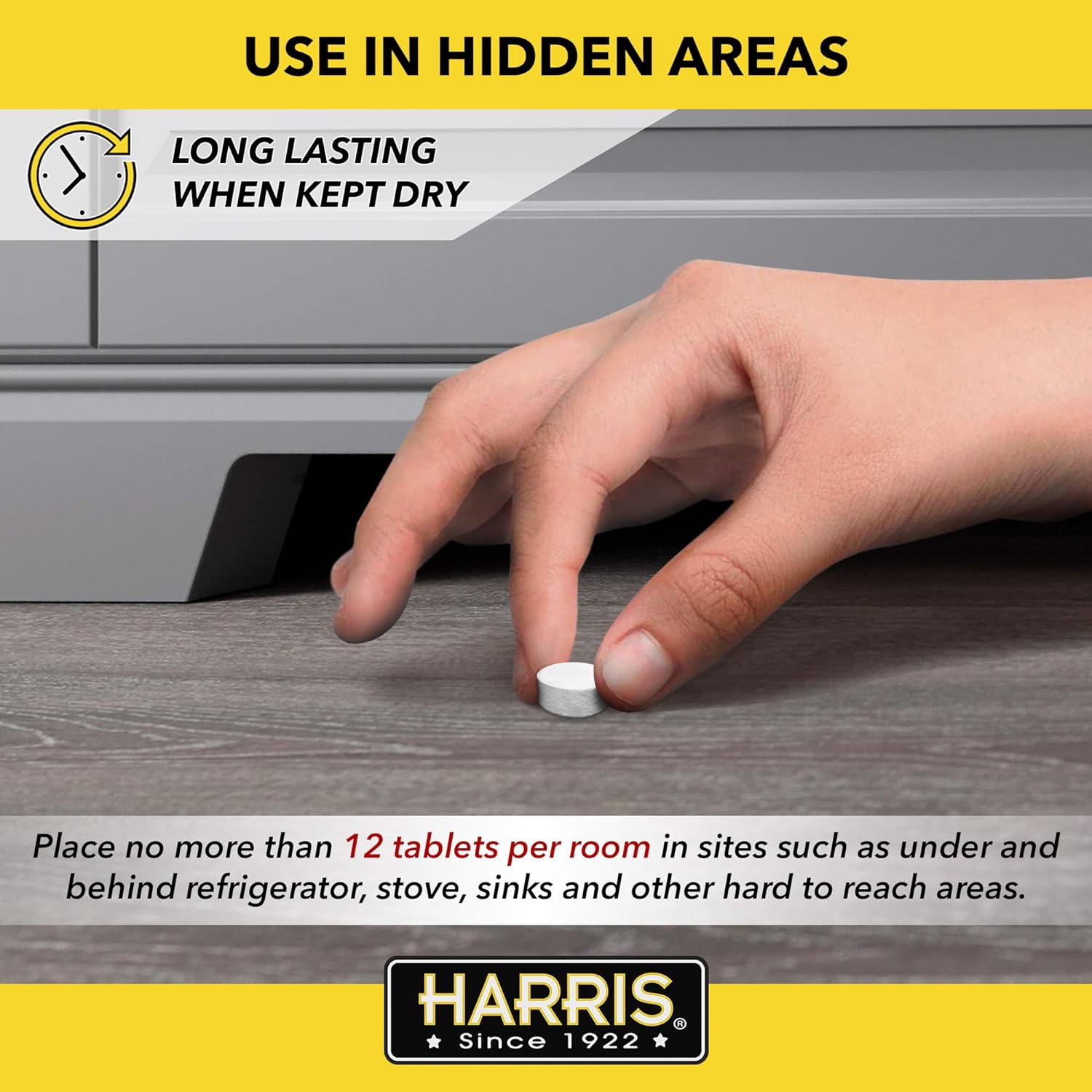 Harris Roach Tablets, Boric Acid Roach Killer with Lure for Insects (4oz, 96 Tablets)
