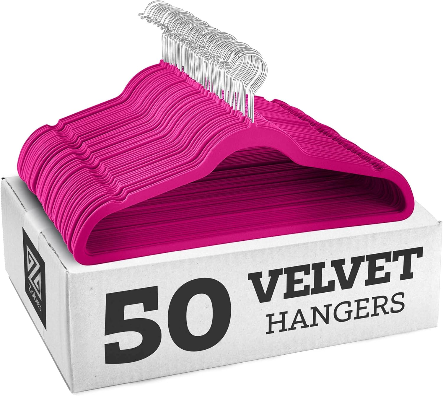 Zober Velvet Hangers 50 Pack - Heavy Duty Black Hangers for Coats, Pants & Dress Clothes - Non Slip Clothes Hanger Set - Space Saving Felt Hangers for Clothing