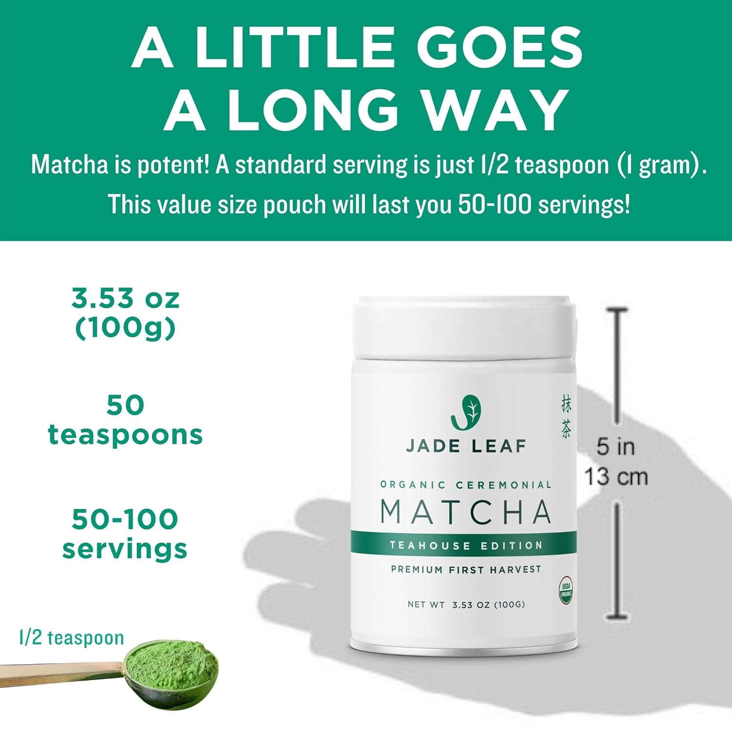 Jade Leaf Matcha Organic Green Tea Powder - Culinary Grade Premium Second Harvest - Authentic Japanese Origin (1.06 Ounce Pouch)