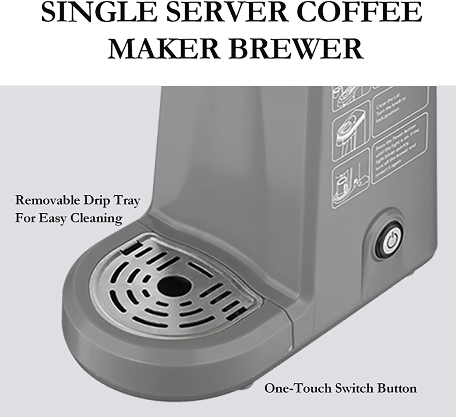 CHULUX Single Serve Coffee Maker for K Capsule and Ground Coffee, Single Cup Coffee Machine, Black