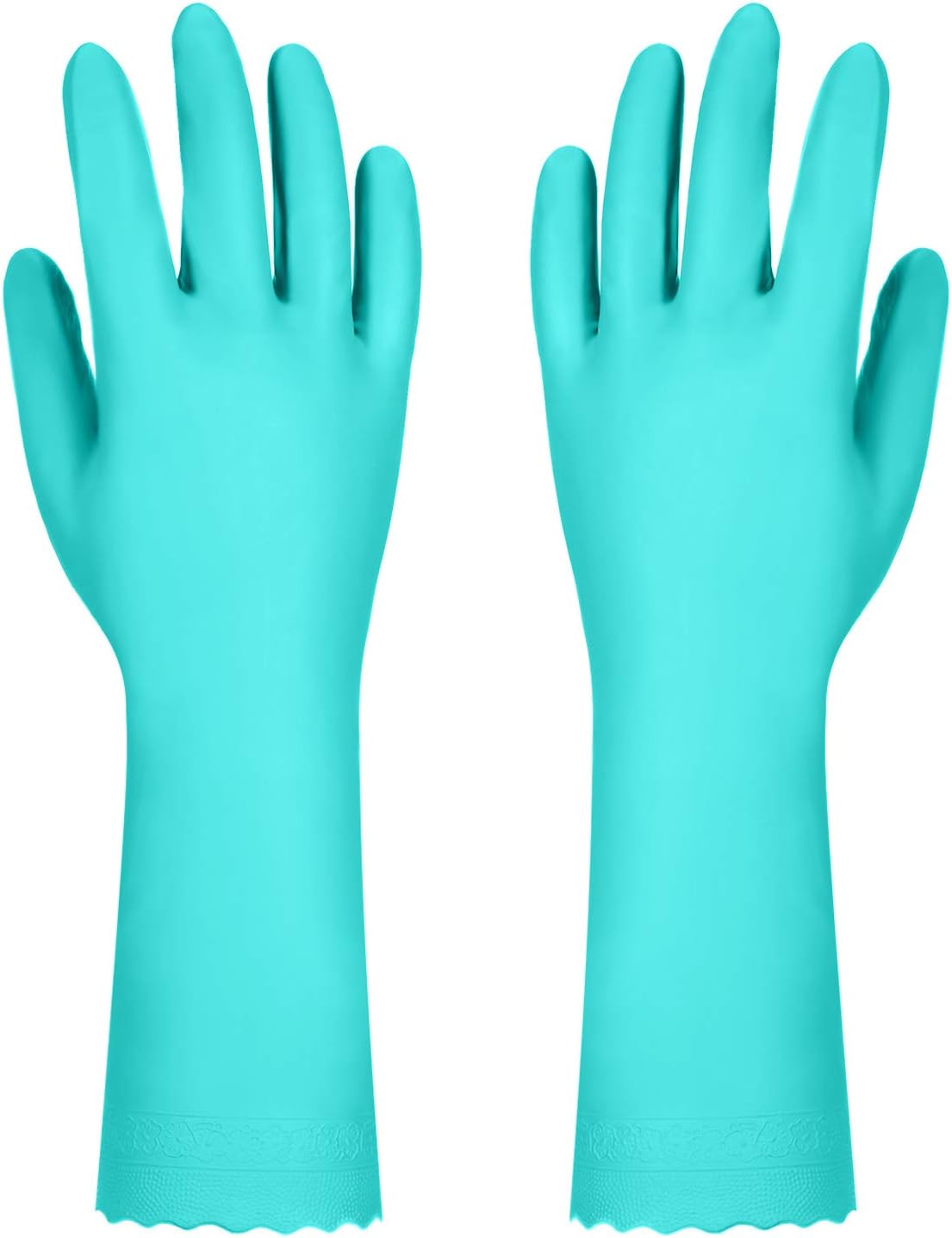 Elgood Reusable Dishwashing Cleaning Gloves with Latex free, Cotton lining,Kitchen Gloves 2 Pairs,Purple+blue Medium