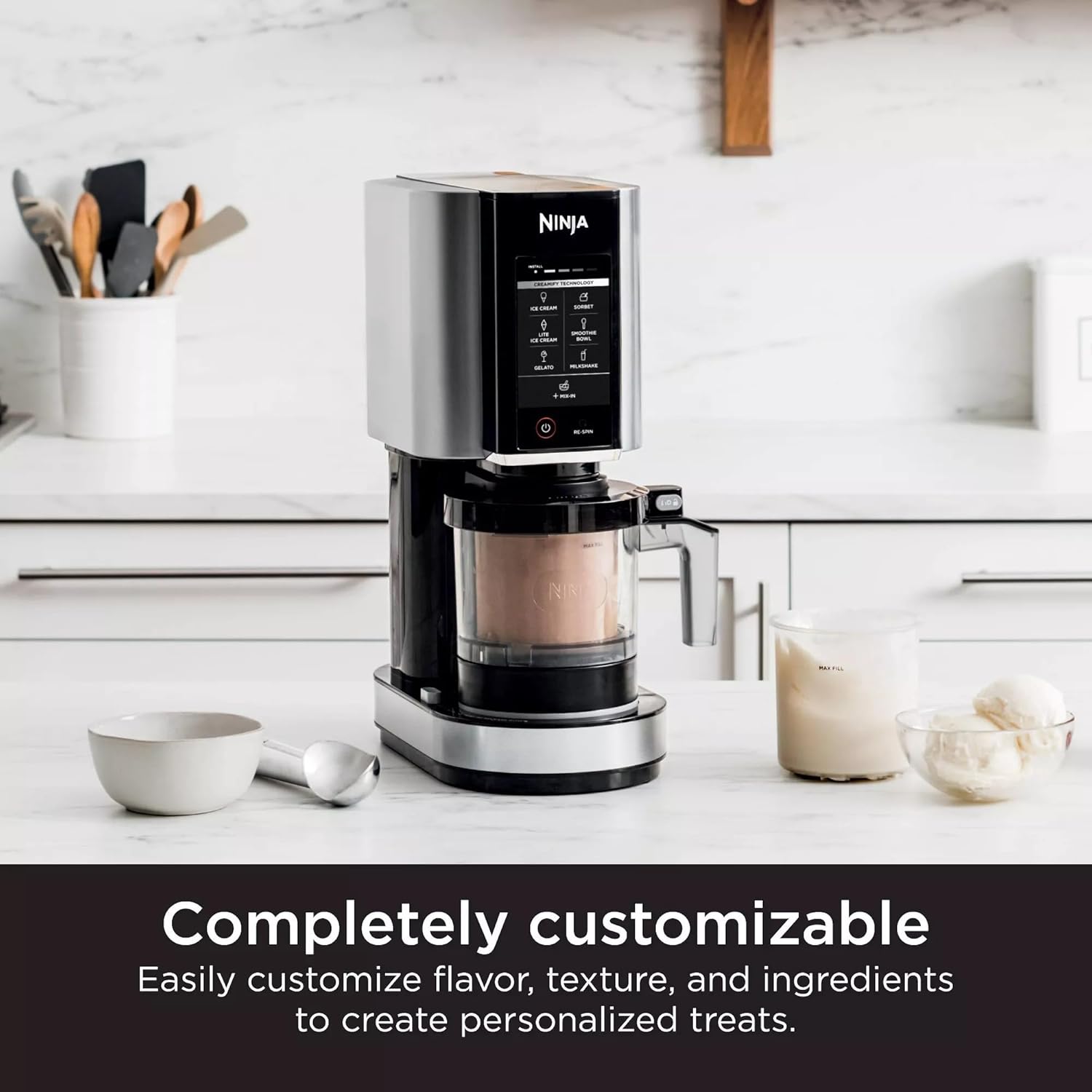 SharkNinja NC301 CREAMi 7-In-1 Ice Cream Maker with 7 Custom Frozen Treat Modes and Easy 3-Step Treat Preparation (Cloud Silver, Renewed)