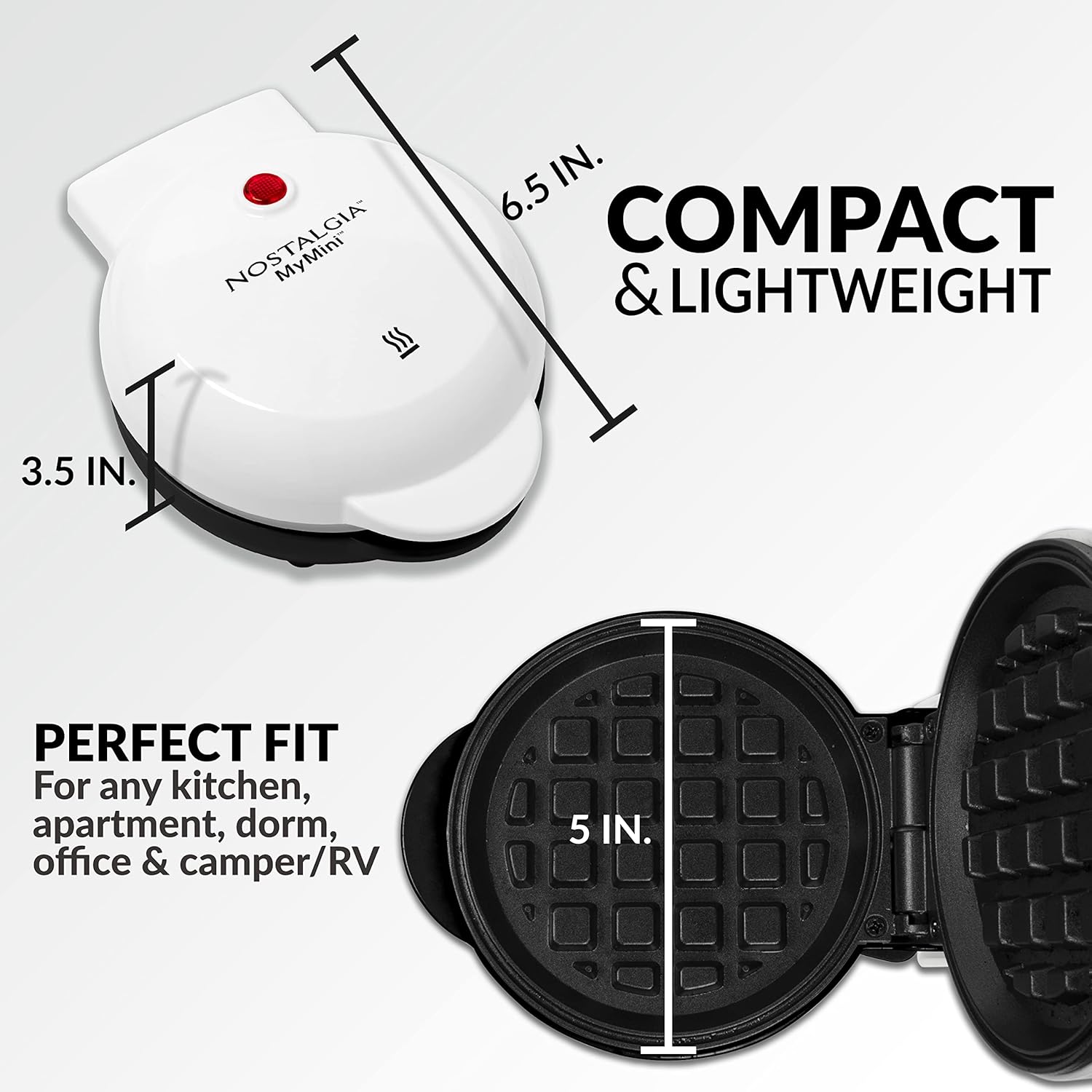 Nostalgia MyMini Cars and Trucks Shape Electric Waffle Maker, 5-Inch Non-Stick Griddle for Waffles, Hash Browns, Eggs, and More, Yellow