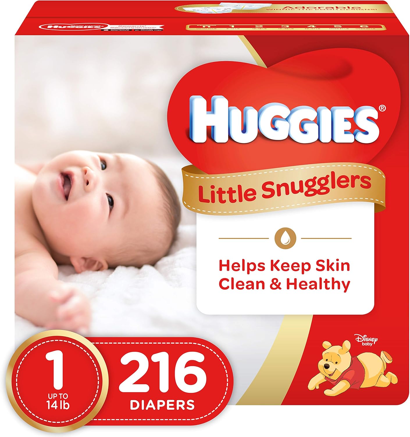 Huggies Size 1 Diapers, Little Snugglers Diapers, Size 1 (8-14 lbs), 198 Ct (6 packs of 33)