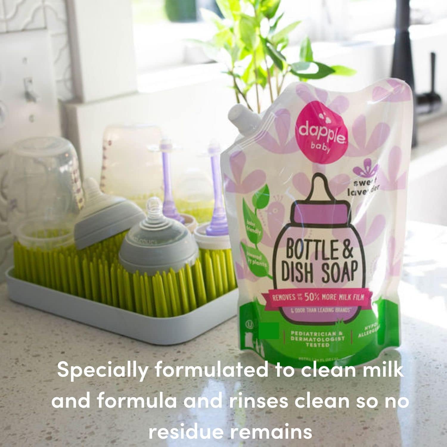 Dapple Baby, Bottle and Dish Soap Dish Liquid Plant Based Hypoallergenic 1 Pump Included, Packaging May Vary, Fragrance Free, 16.9 Fl Oz (Pack of 3)