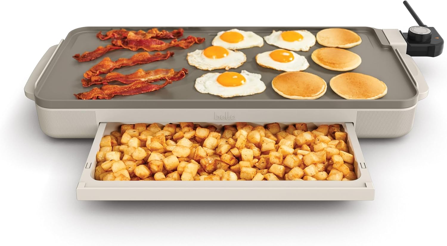 BELLA Electric Ceramic Titanium Griddle, Make 10 Eggs At Once, Healthy-Eco Non-stick Coating, Hassle-Free Clean Up, Large Submersible Cooking Surface, 10.5