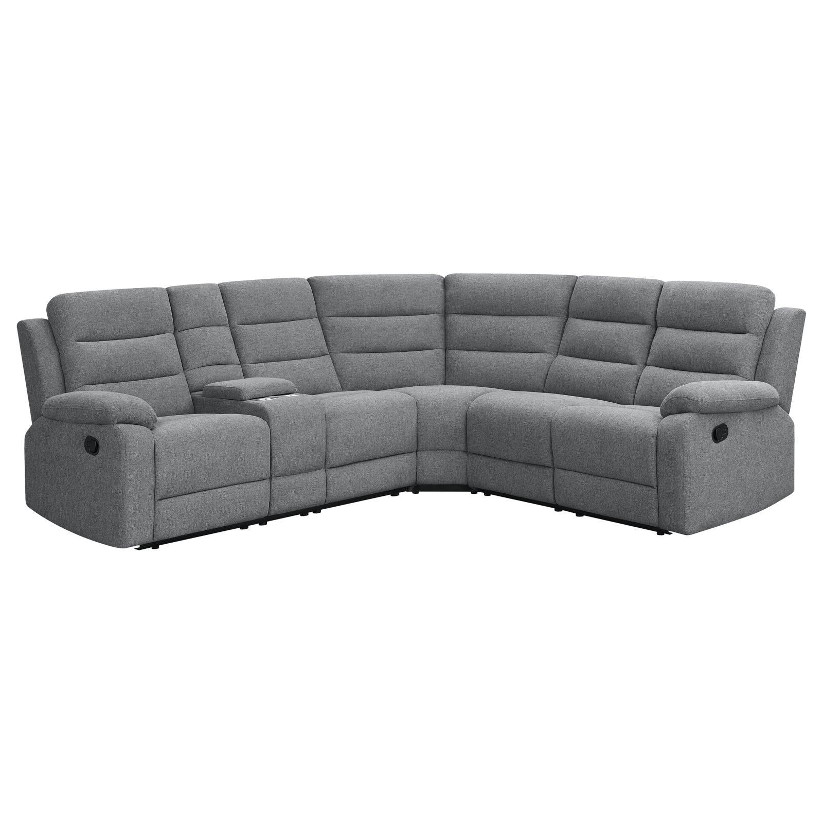 David 3-Piece Upholstered Motion Sectional With Pillow Arms Smoke