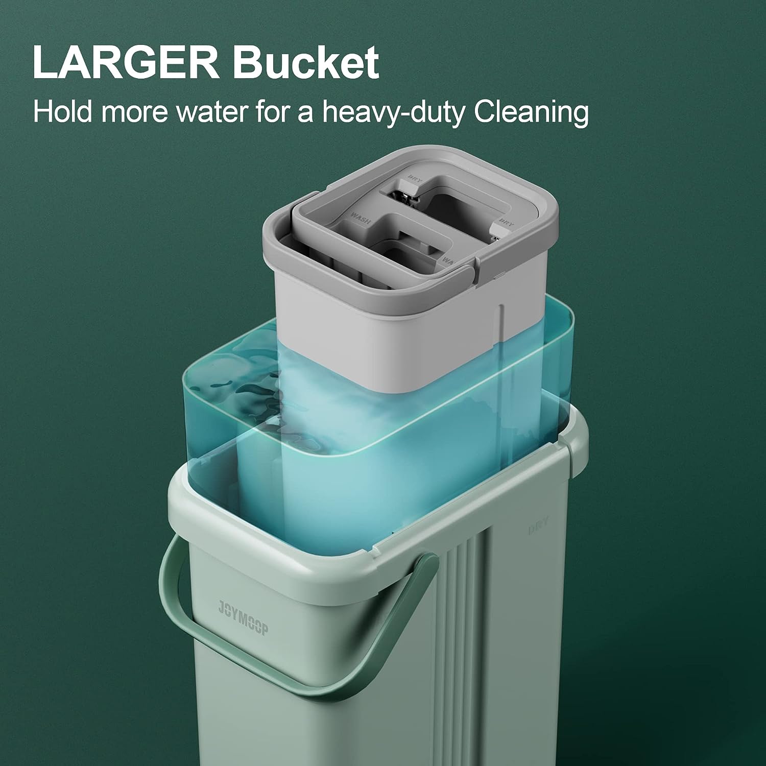 JOYMOOP mop and bucket with Wringer Set, Flat ,for floor cleaning with 3 Microfiber Pads, Wet and Dry Use, Household cleaning Tools, for Hardwood, Laminate, Tile