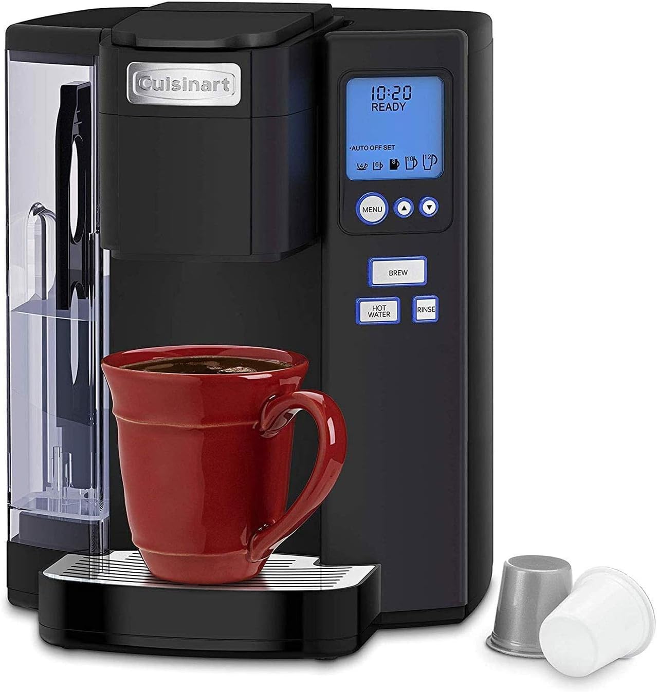 Cuisinart Coffee Maker, Single Serve 72-Ounce Reservoir Coffee Machine, Programmable Brewing & Hot Water Dispenser, Stainless Steel, SS-10P1,Silver