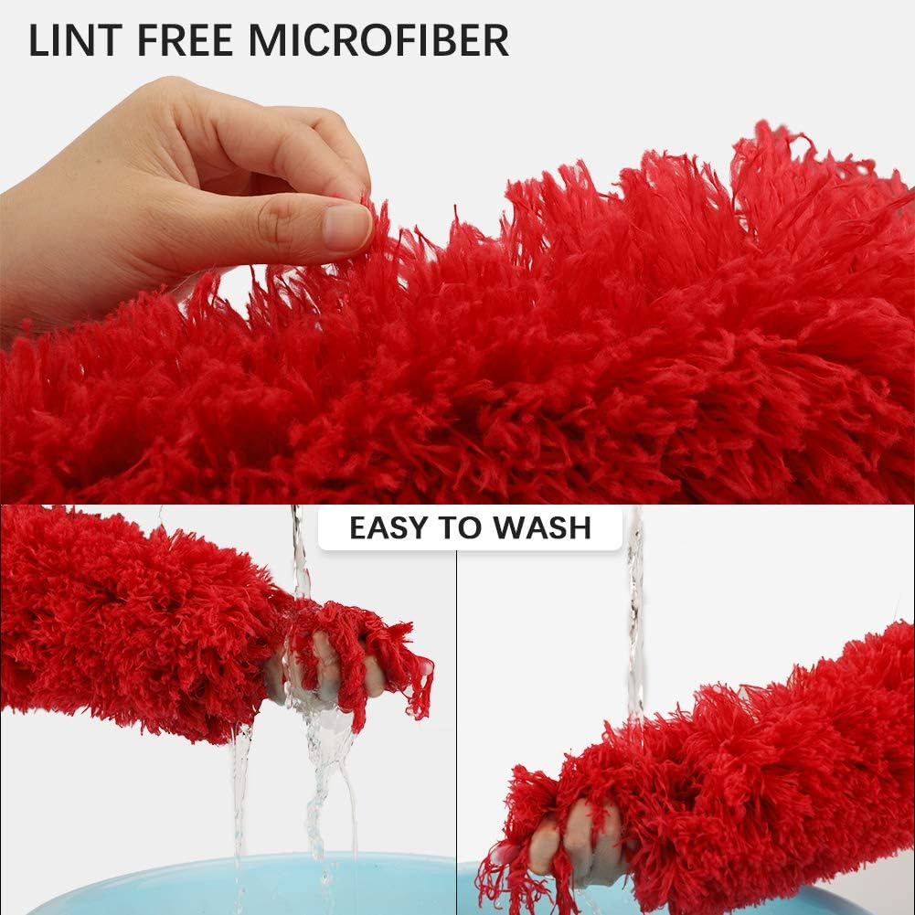 DELUX Microfiber Feather Duster Extendable Duster with 100 inches Extra Long Pole, Bendable Head & Long Handle Dusters for Cleaning Ceiling Fan, High Ceiling, Blinds, Furniture & Cars Gray