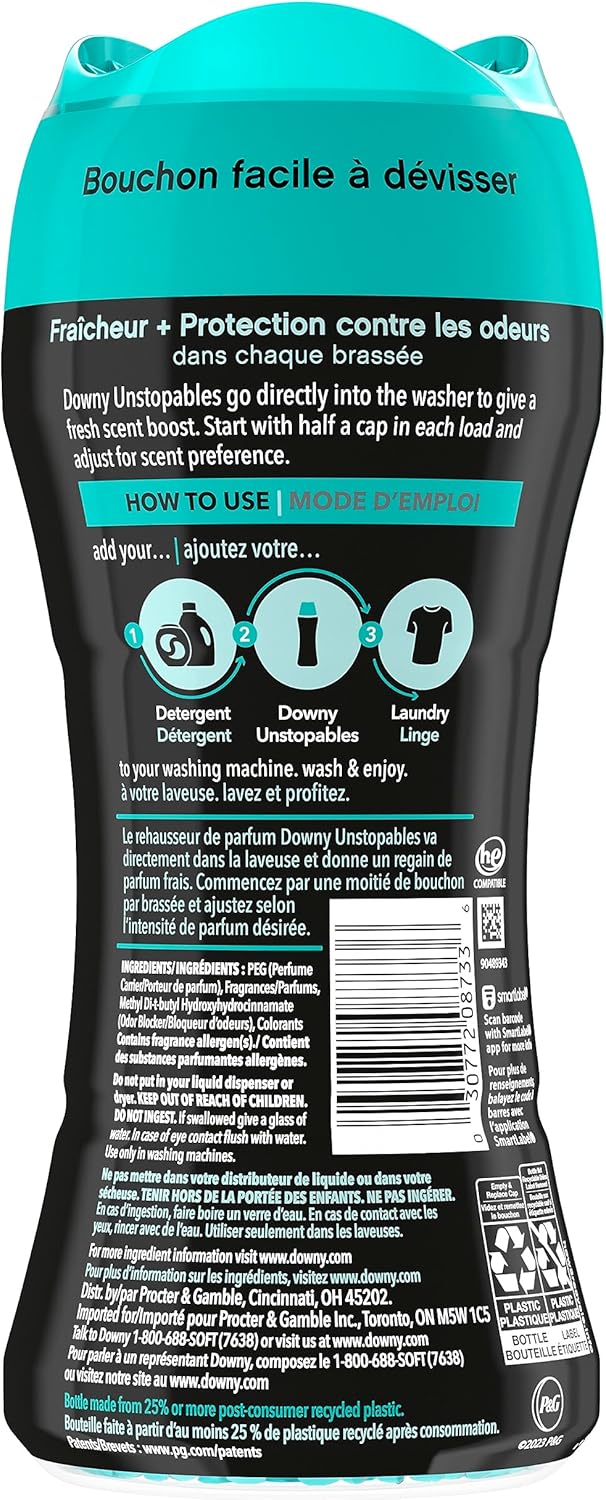 Downy Unstopables In Wash Scent Booster Beads, Fresh Scent, 24 oz, Downy Scent Booster Beads, Unstoppable Laundry Beads, Odor Protection