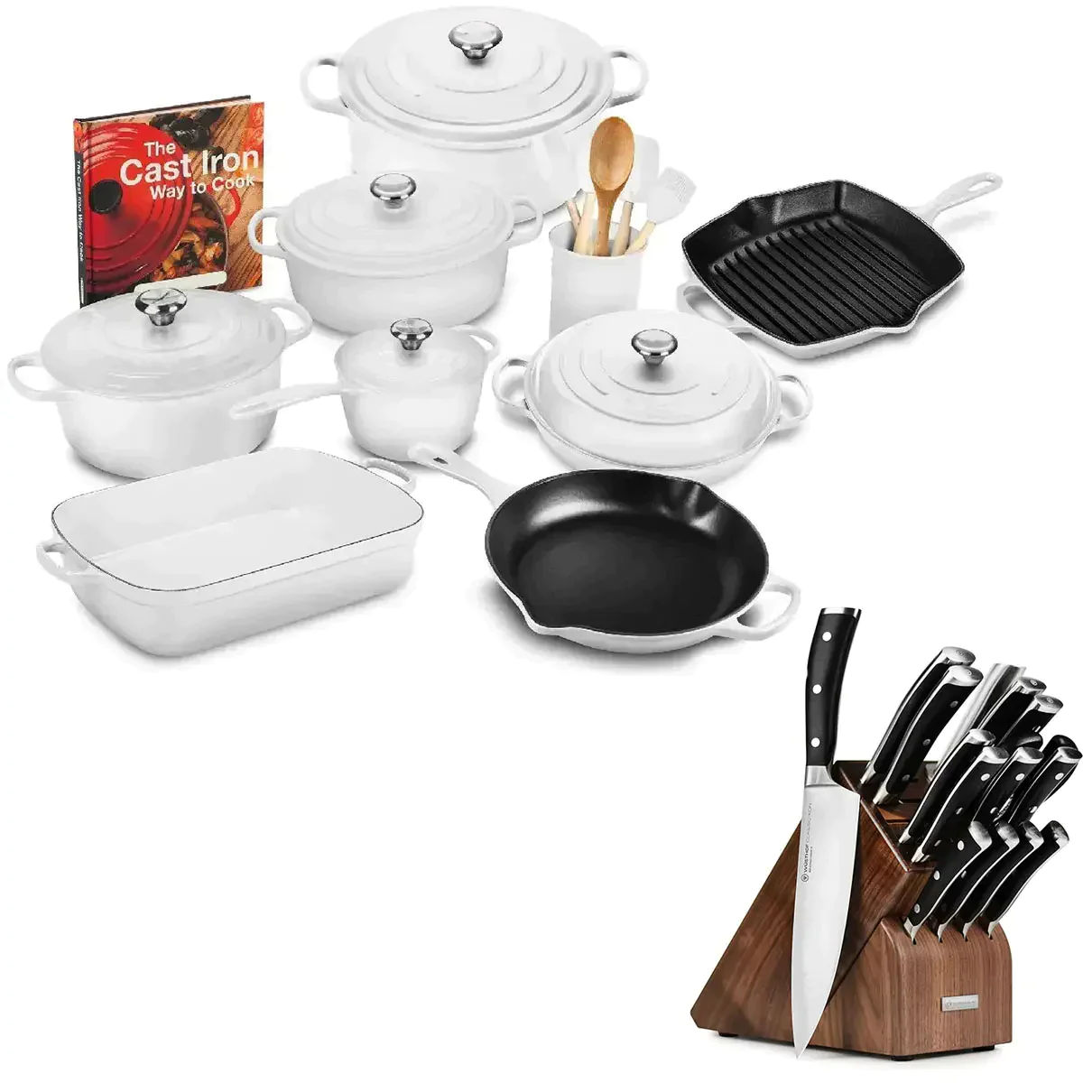 Signature Cast Iron Cookware Set  - 20 Piece💝16 Piece Knife Set