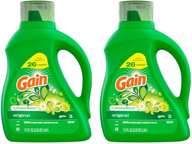 Gain + Aroma Boost Laundry Detergent Liquid, Original Scent, 107 Loads, 154 fl oz, HE Compatible Laundry Soap with Febreze and Oxi