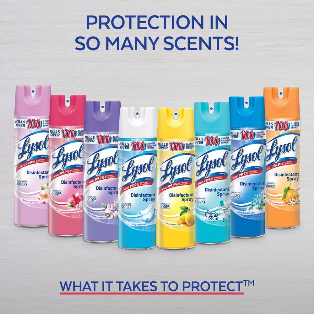 Lysol Disinfectant Spray, Sanitizing and Antibacterial Spray, For Disinfecting and Deodorizing, Lemon Breeze, 19 Fl Oz (Pack of 2), Packaging May Vary