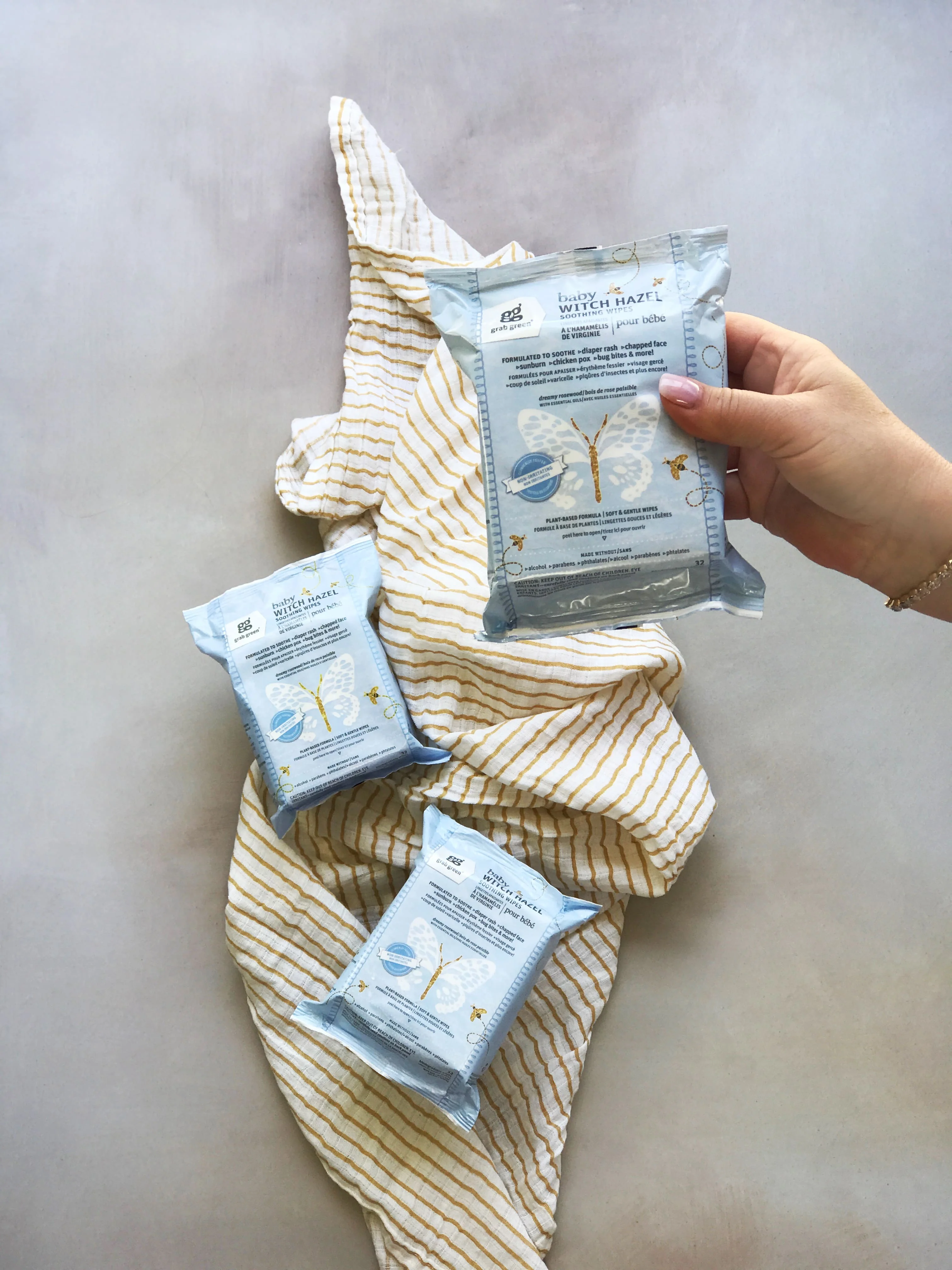 Grab Green Baby Witch Hazel Wipes - 3 Pack