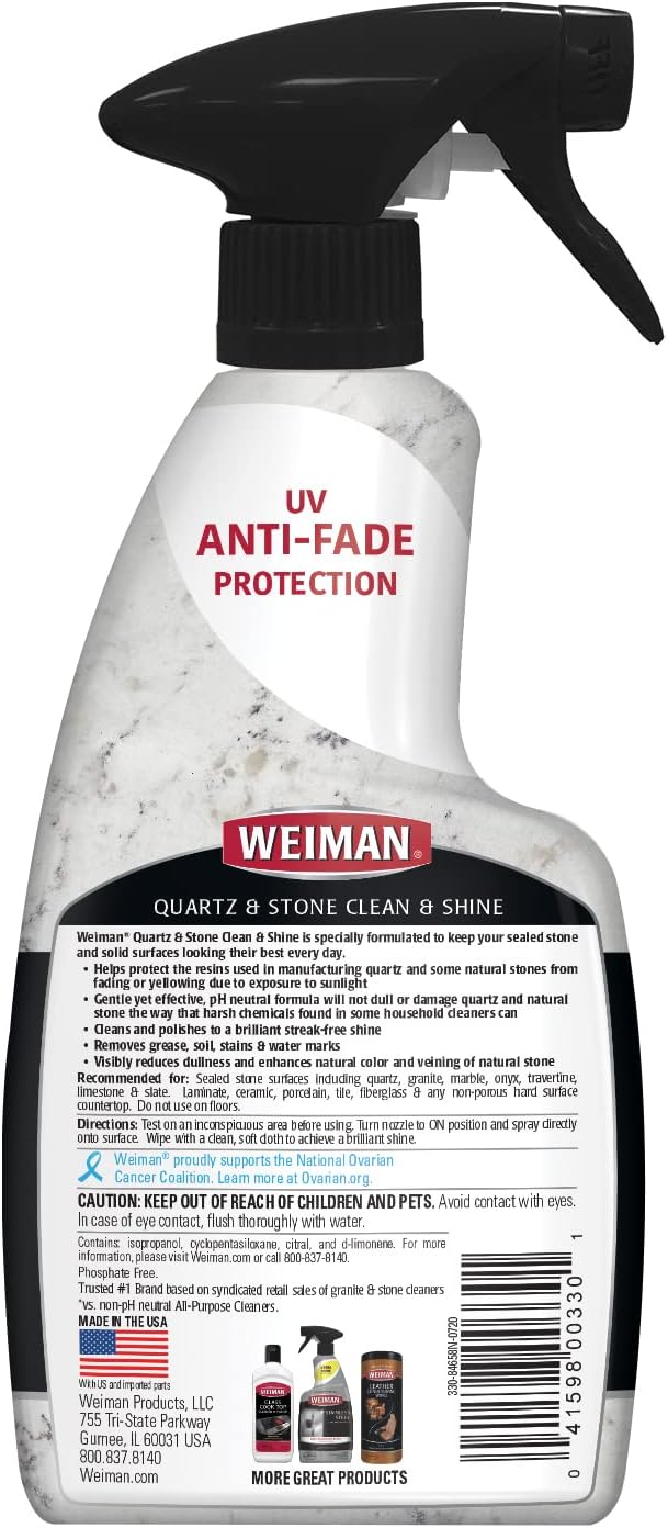 Weiman Quartz Countertop Cleaner and Polish (2 Pack w/Micro Towel) Clean and Shine Your Quartz Countertops Islands and Stone Surfaces with Ultra Violet Protection