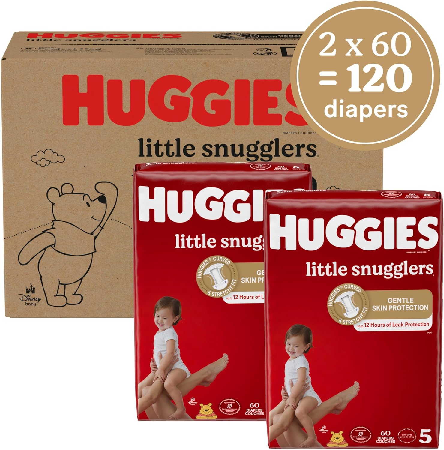 Huggies Size 1 Diapers, Little Snugglers Diapers, Size 1 (8-14 lbs), 198 Ct (6 packs of 33)