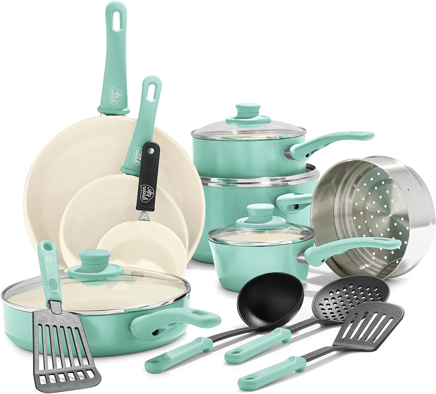 Ceramic non-stick 12-piece pan set