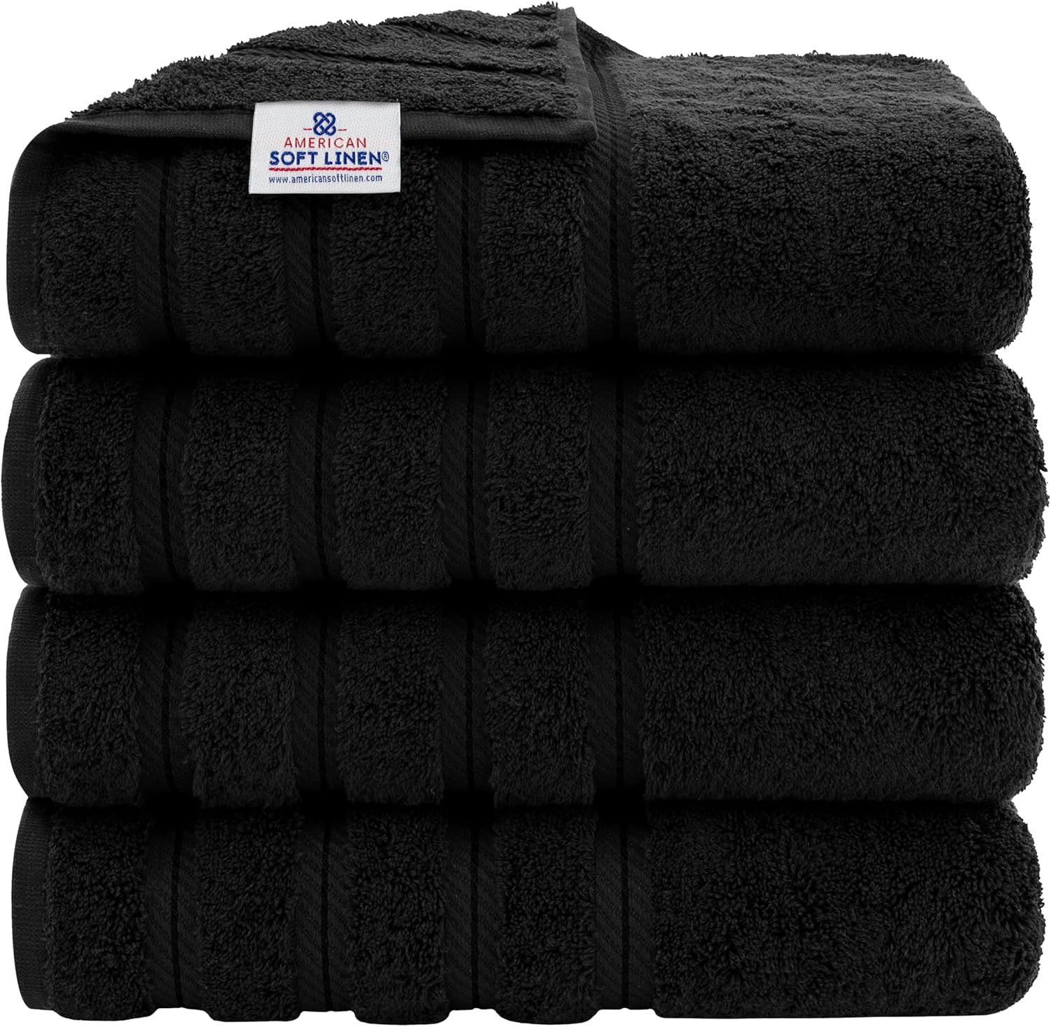 American Soft Linen Luxury 6 Piece Towel Set, 2 Bath Towels 2 Hand Towels 2 Washcloths, 100% Cotton Turkish Towels for Bathroom, Light Grey Towel Sets