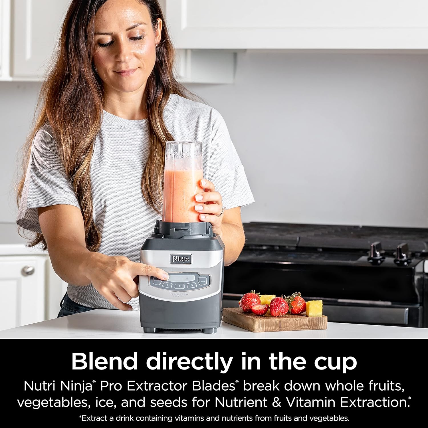 Ninja Blender, For-Smoothies, Salsa, Shakes, Slush, and-Frozen Drinks, Blender, Pitcher, and-Lid, Blender for-Kitchen, Crushes Ice, Fruit, and-Veggies, 1000-Watt, Dishwasher Safe, Black, NJ601AMZ