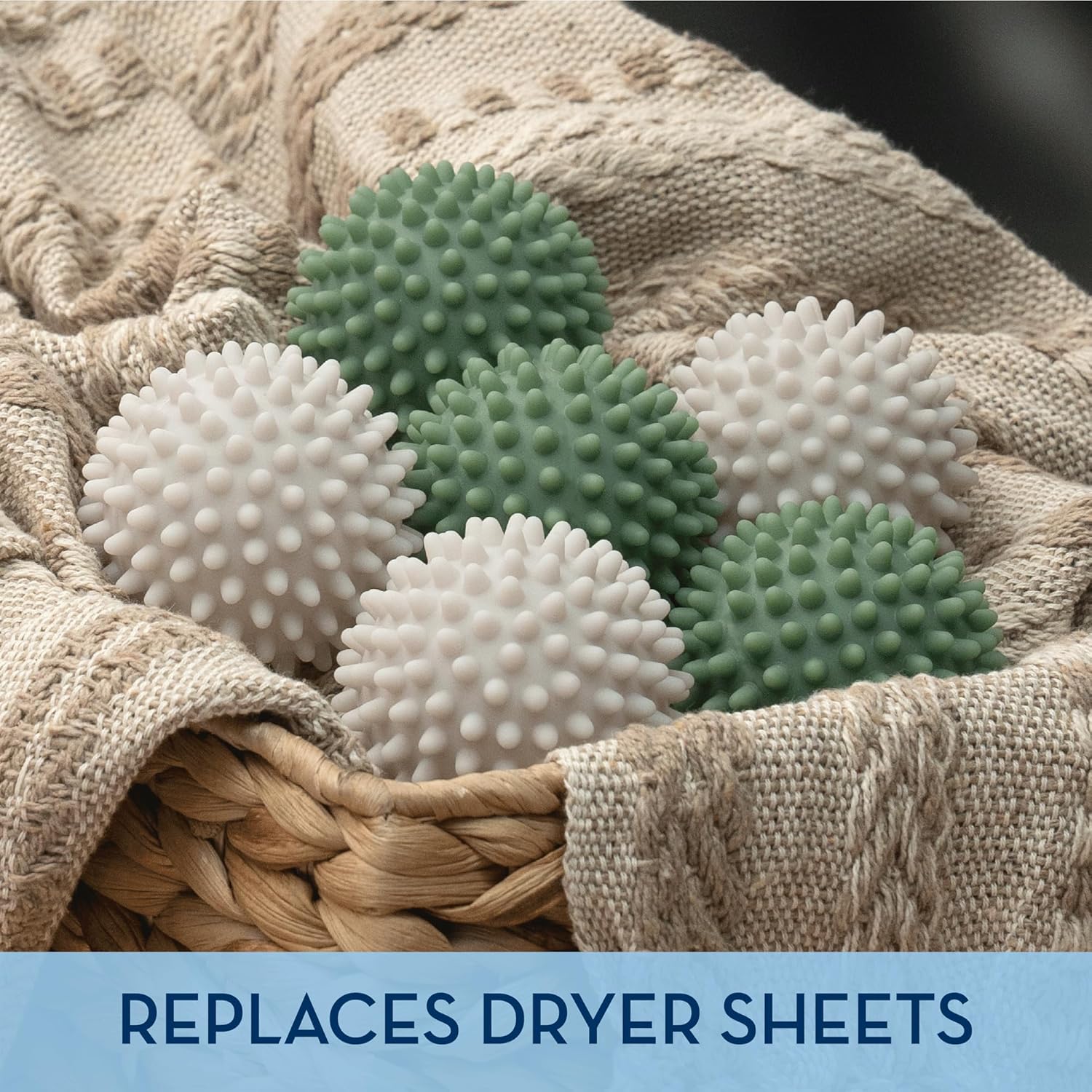 S&T INC. Reusable Dryer Balls, Fabric Softener for Laundry, Blue, 2.5 in, 6 Pack