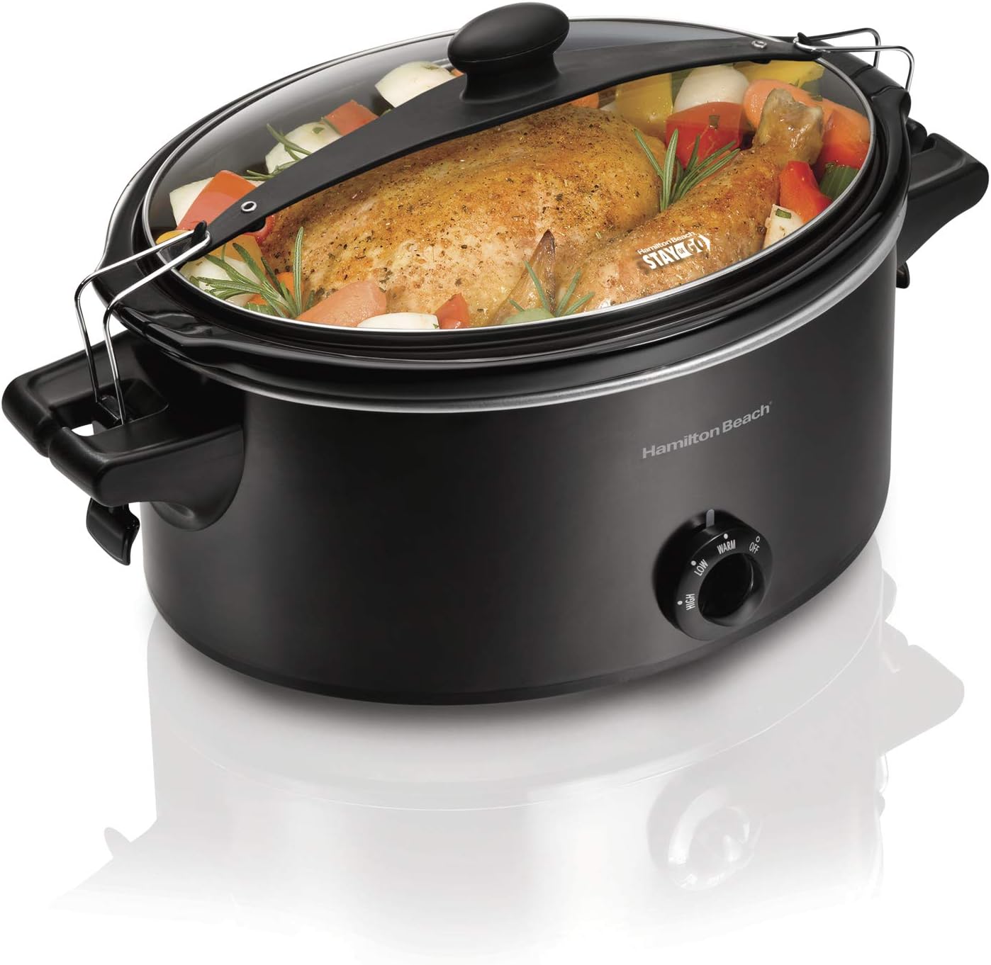 Hamilton Beach Slow Cooker, Extra Large 10 Quart, Stay or Go Portable With Lid Lock, Dishwasher Safe Crock, Black (33195)
