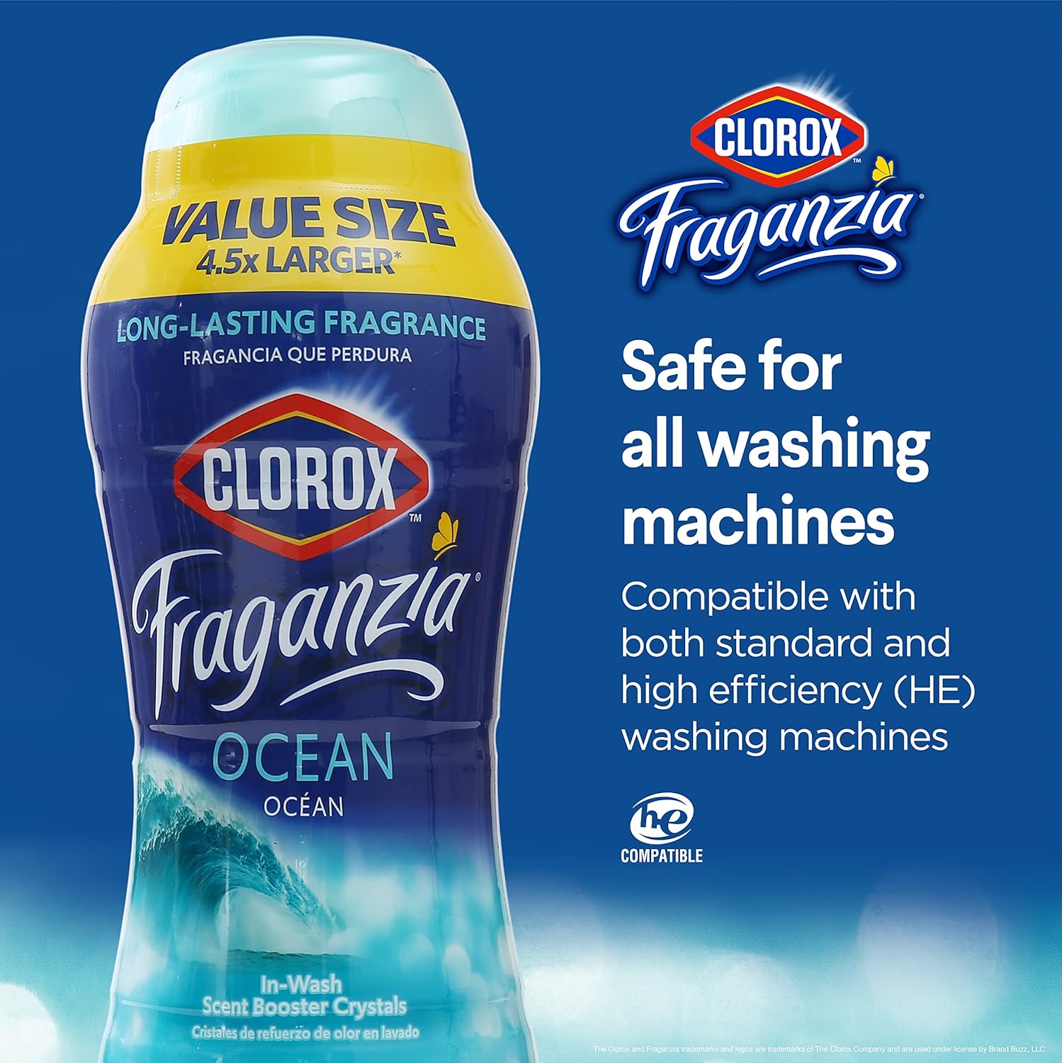 Clorox Fraganzia In-Wash Scent Booster Crystals in Ocean Scent, 18 Oz Twin Pack | Laundry Scent Booster Crystals | In-wash Scent Booster for Fresh Laundry in Ocean Scent 18 Ounce Twin Pack, 36oz