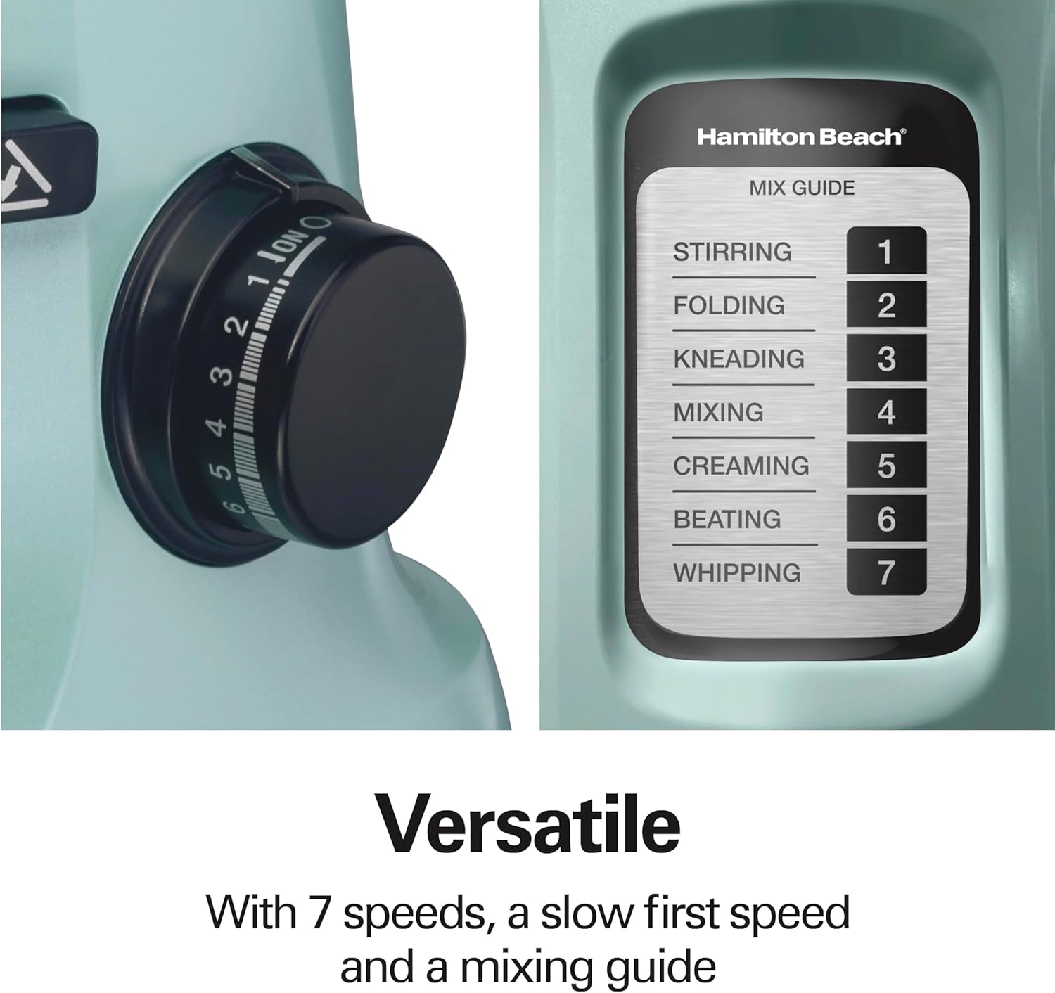 Hamilton Beach Electric Stand Mixer, 4 Quarts, Dough Hook, Flat Beater Attachments, Splash Guard 7 Speeds with Whisk, Black with Top Handle