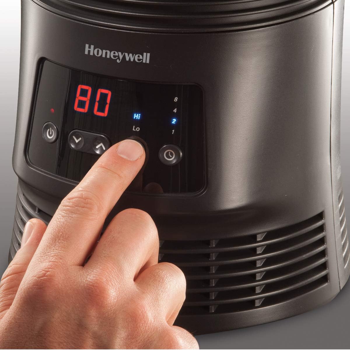 Honeywell HHF360V 360 Degree Surround Fan Forced Heater with Surround Heat Output Charcoal Grey Energy Efficient Portable Heater with Adjustable Thermostat & 2 Heat Settings, Small